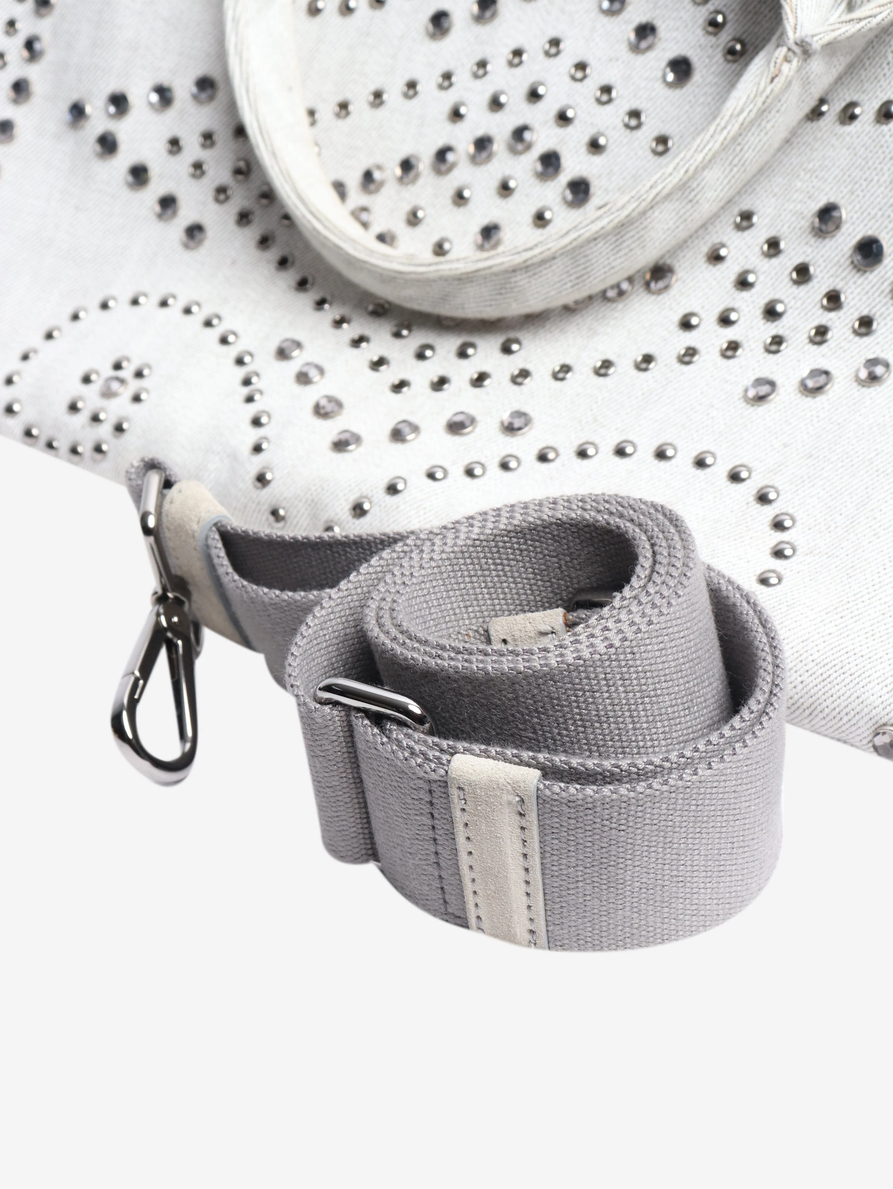 Ash grey denim bejewelled 2way tote - Image 8