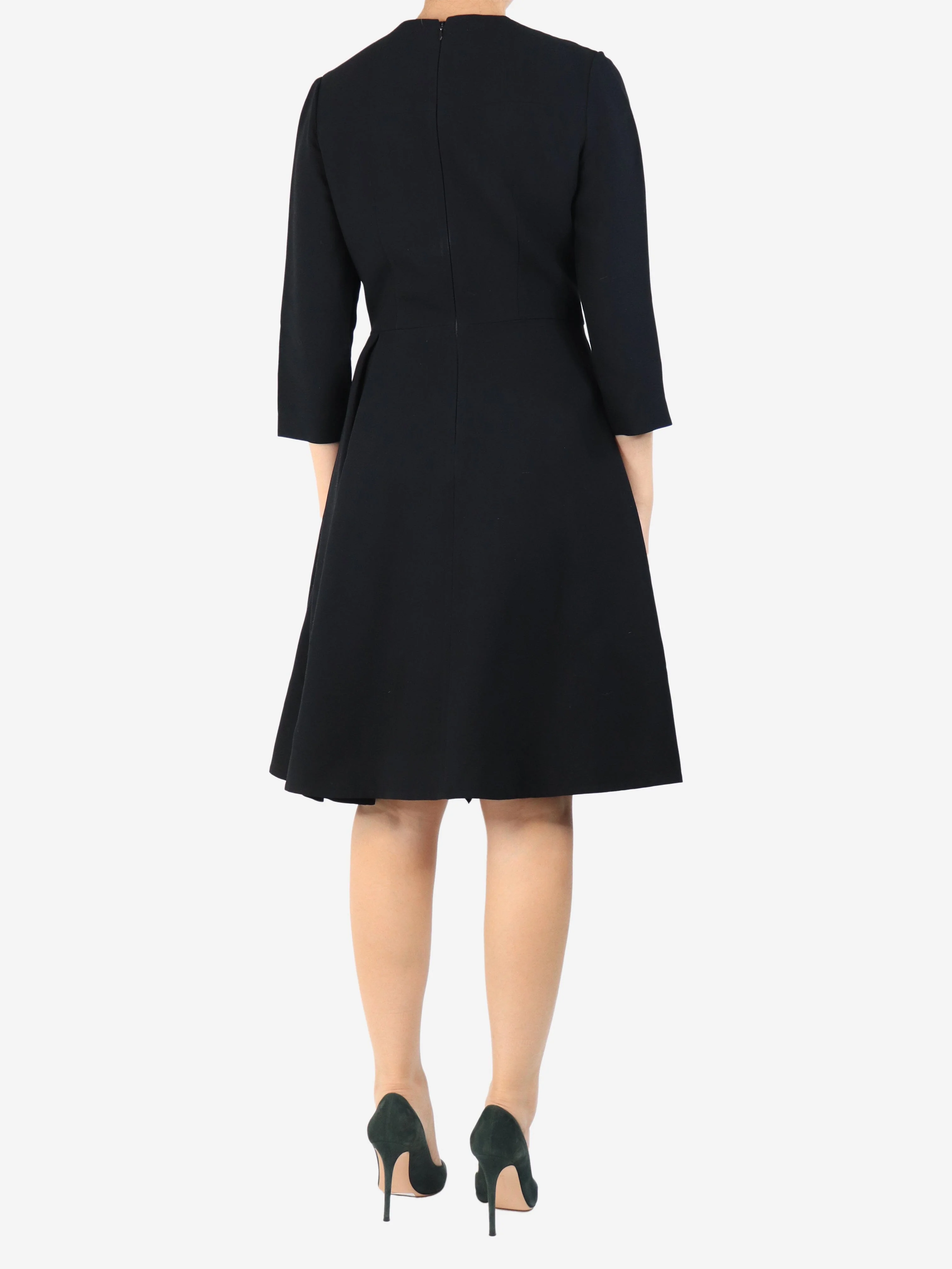 Black 3/4 sleeve A line dress - size UK 10 - Image 2