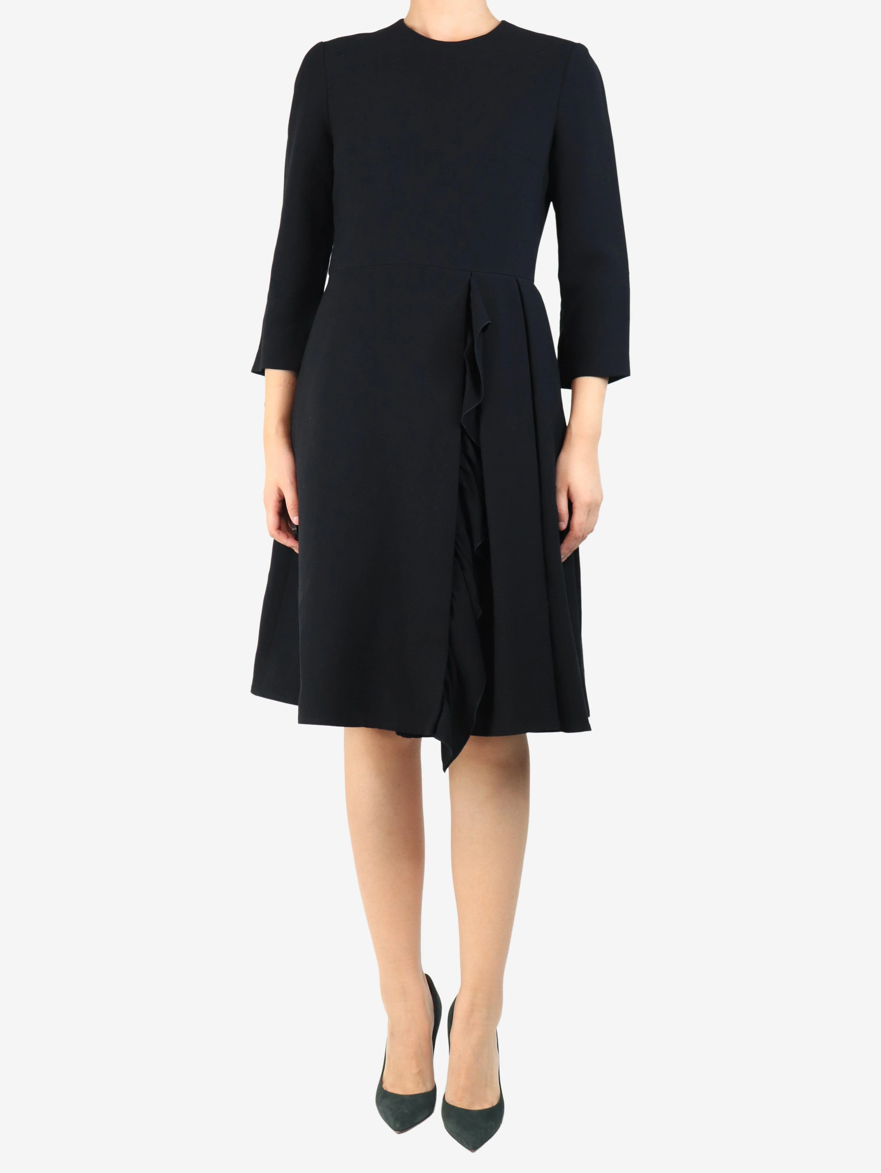 Black 3/4 sleeve A line dress - size UK 10 - Image 3