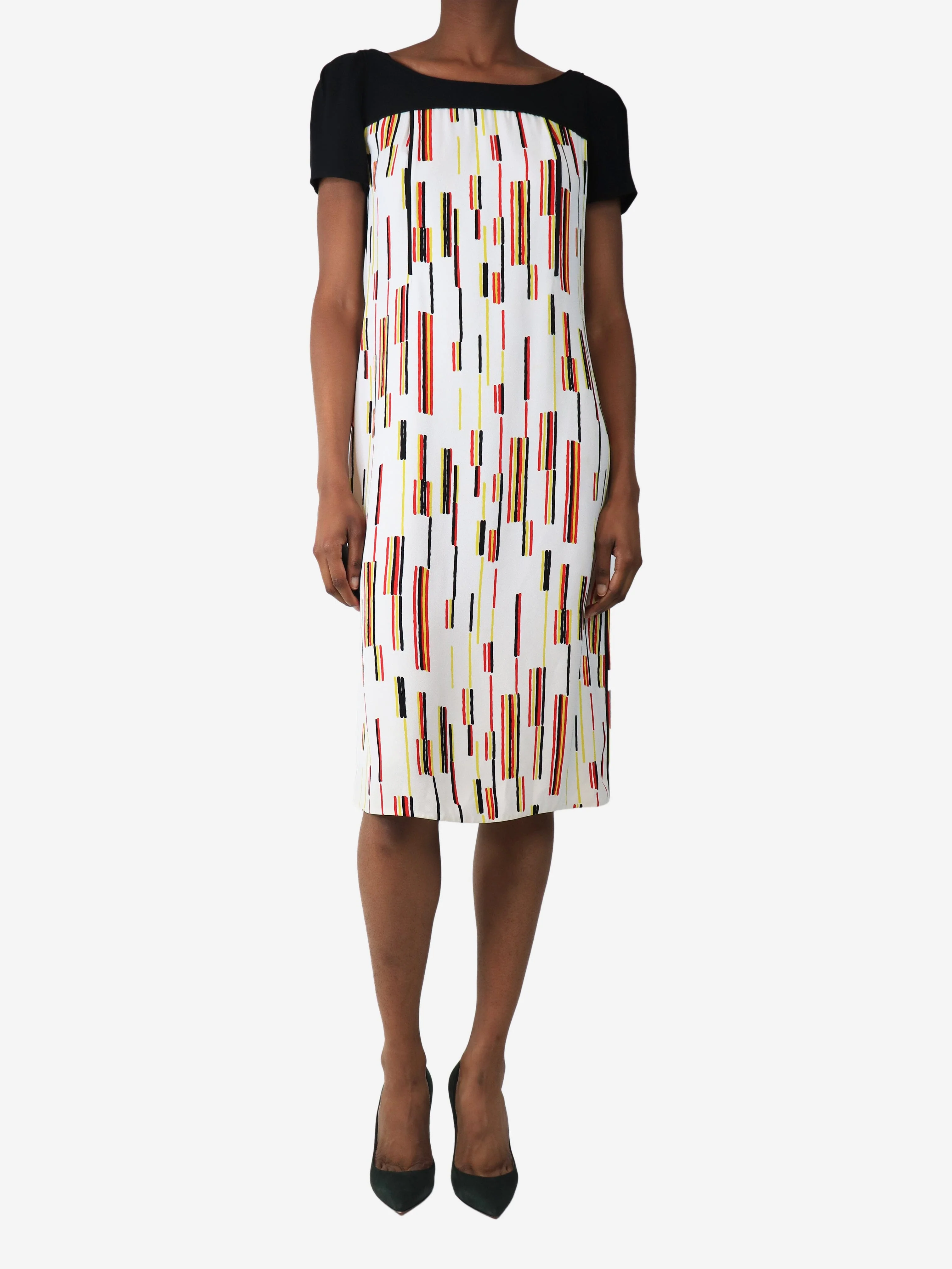 Black and white printed midi dress - size UK 6 - Image 3