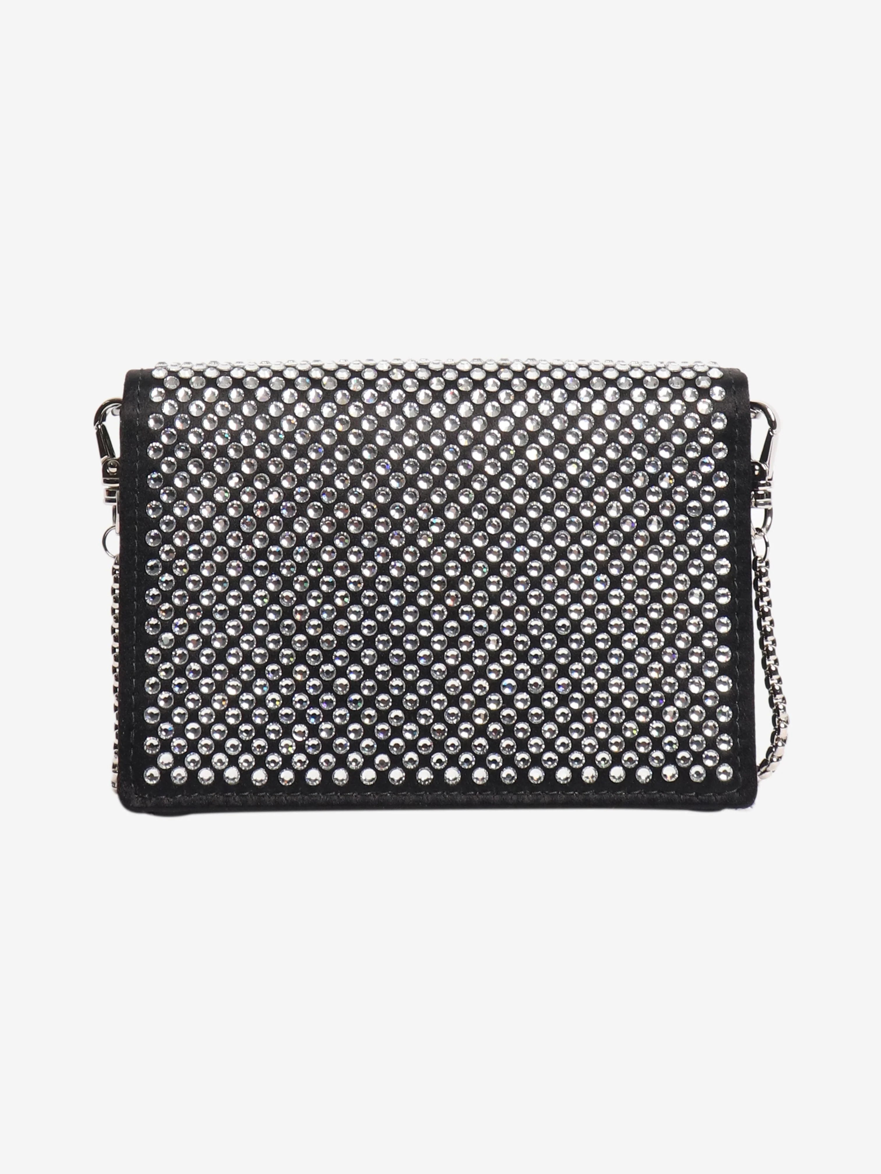 Black crystal-embellished chain cardholder - Image 3
