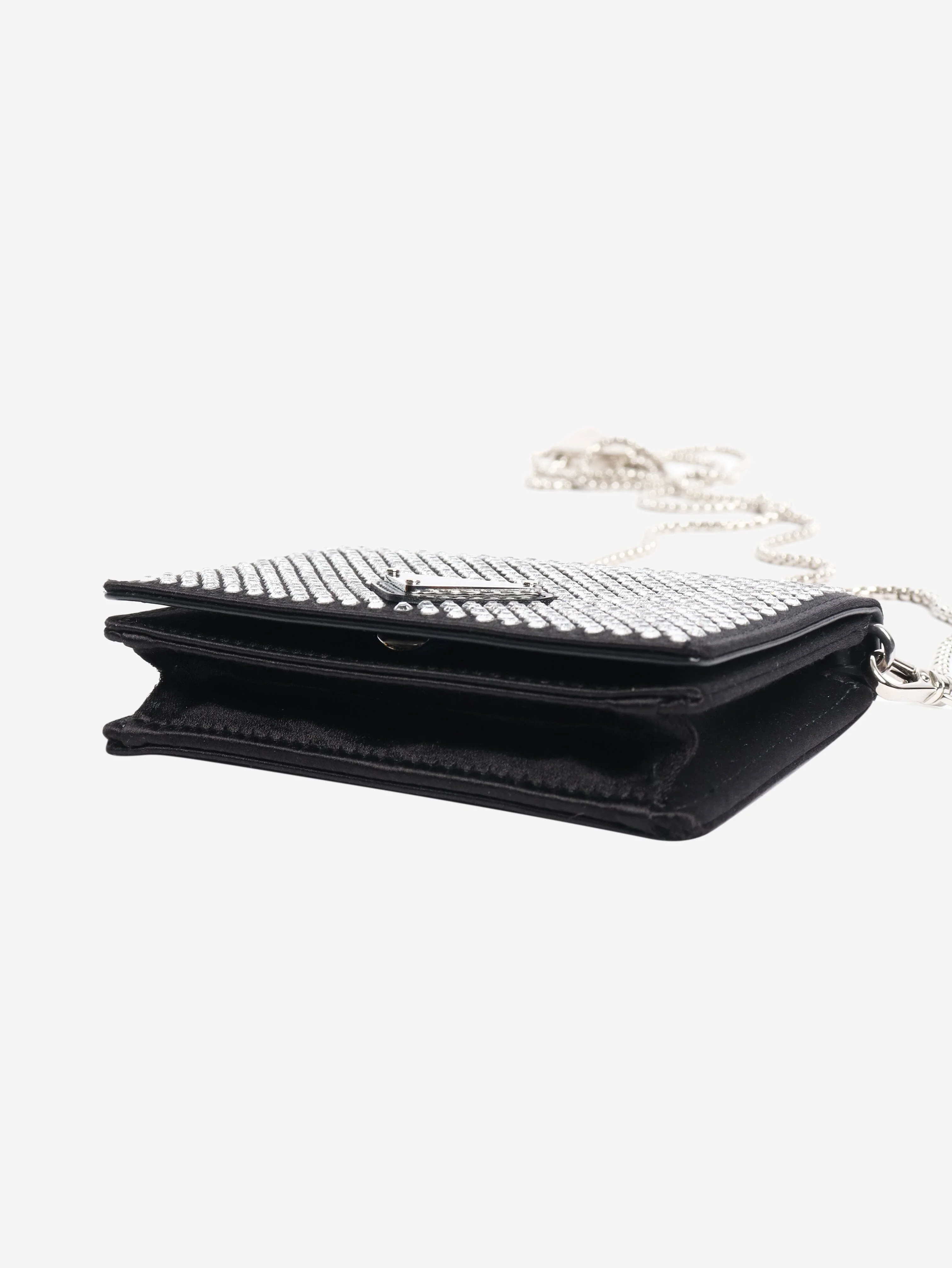 Black crystal-embellished chain cardholder - Image 4