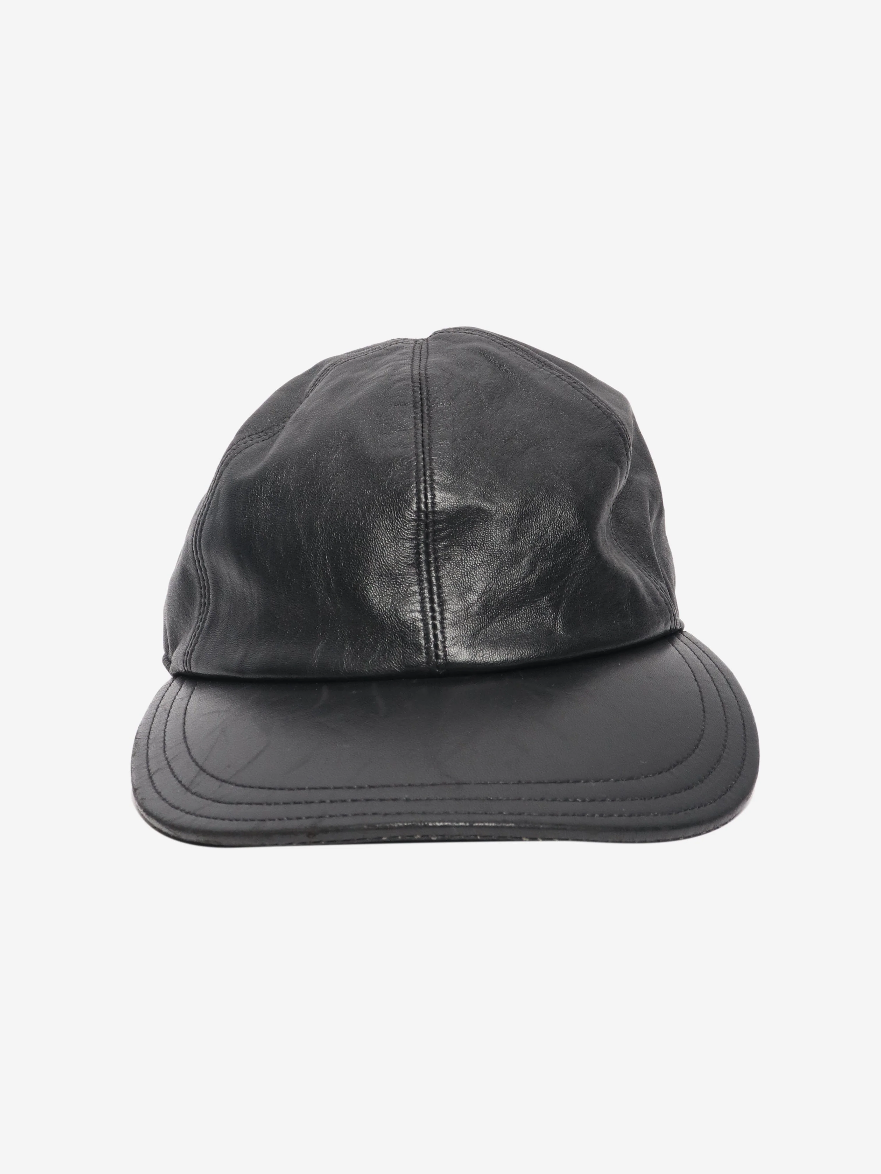 Black leather baseball cap