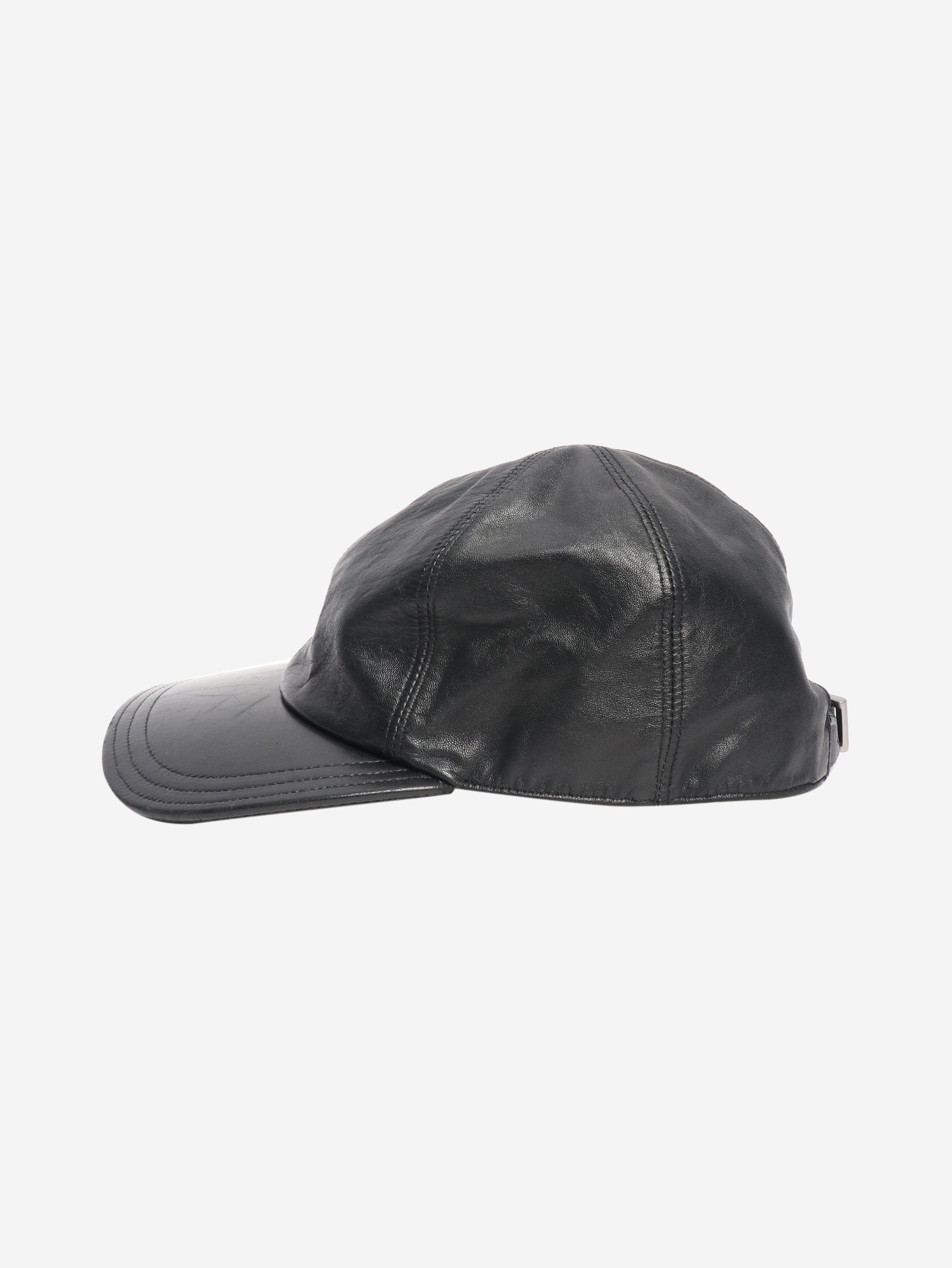 Black leather baseball cap - Image 3