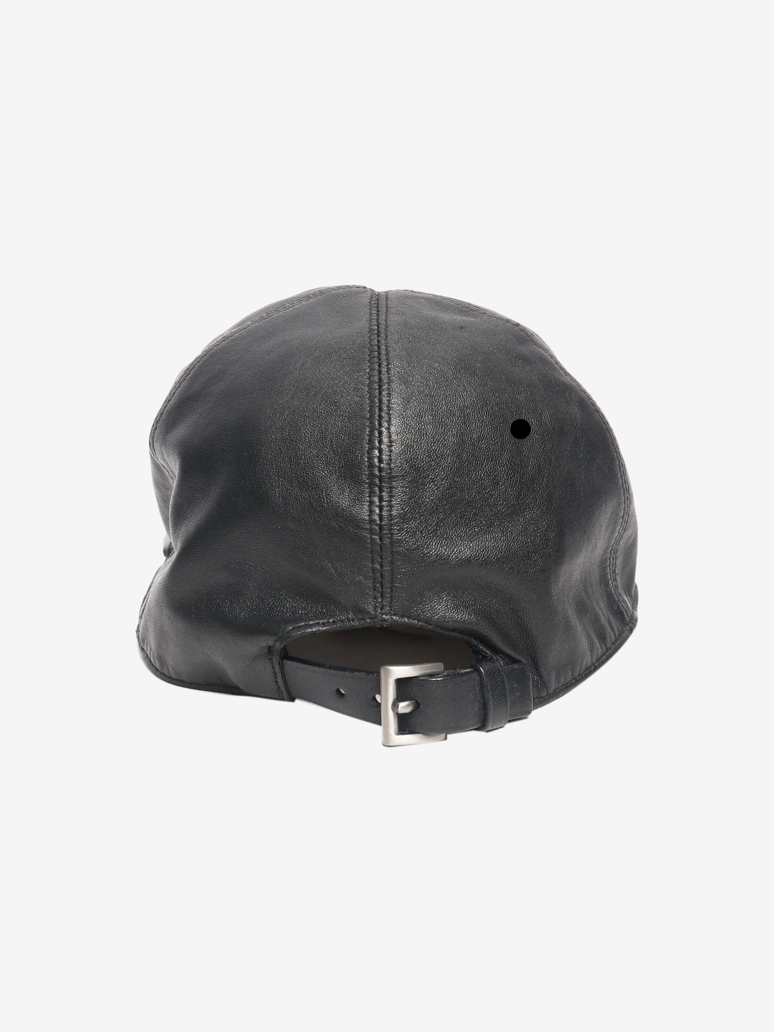 Black leather baseball cap - Image 4