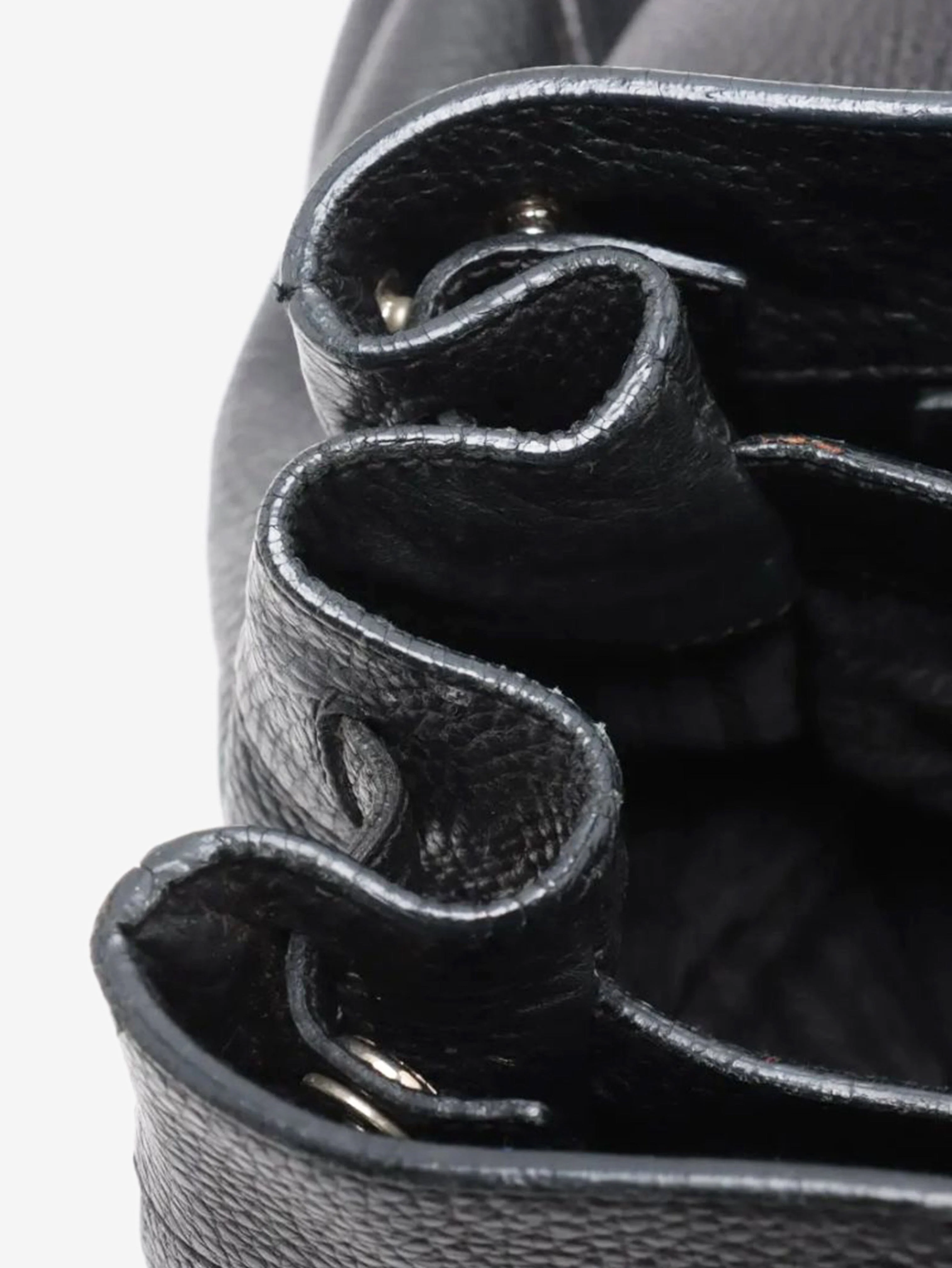 Black leather tote bag - Image 6
