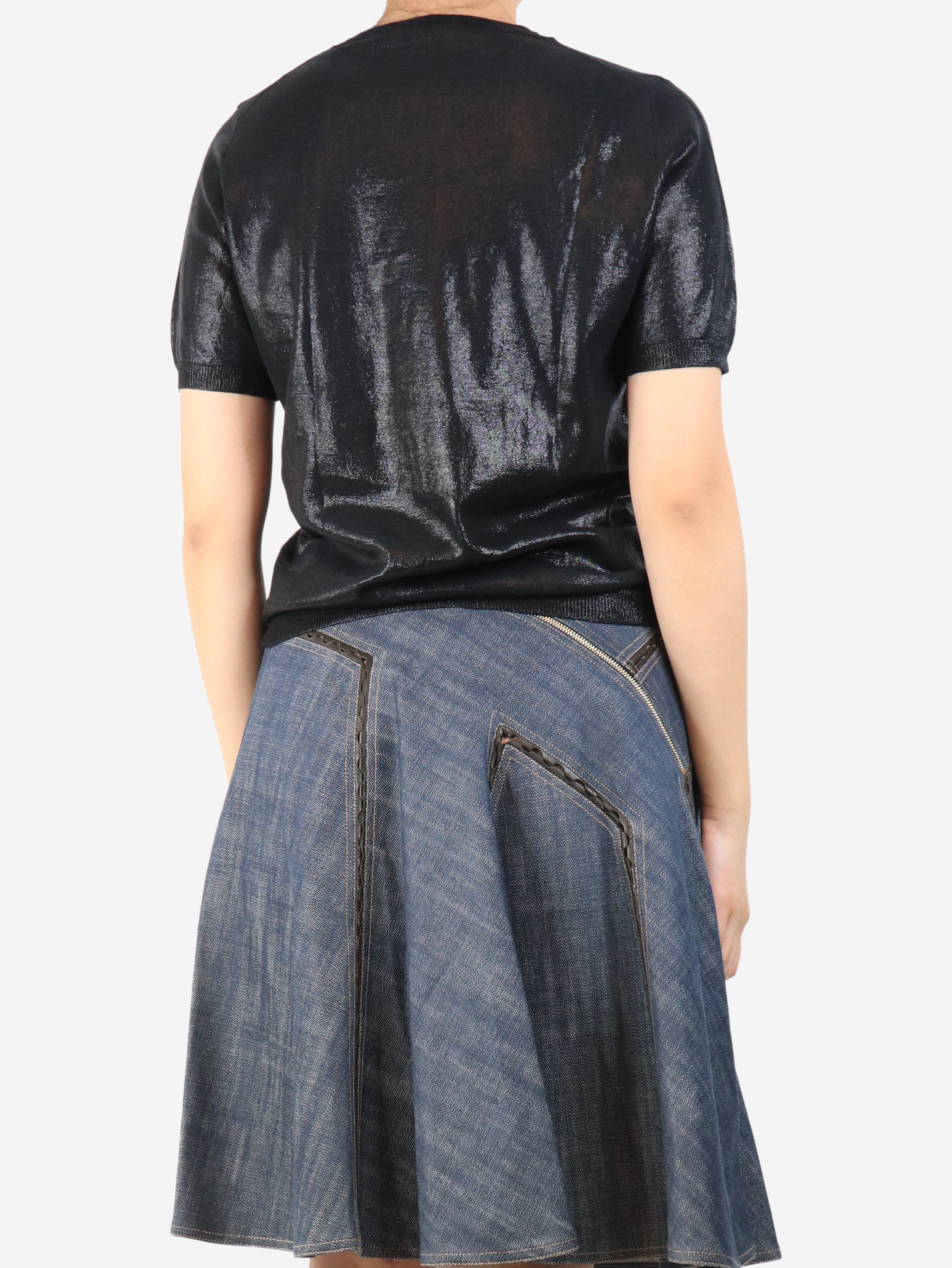 Black lurex wool top - size UK 12 - Image 2