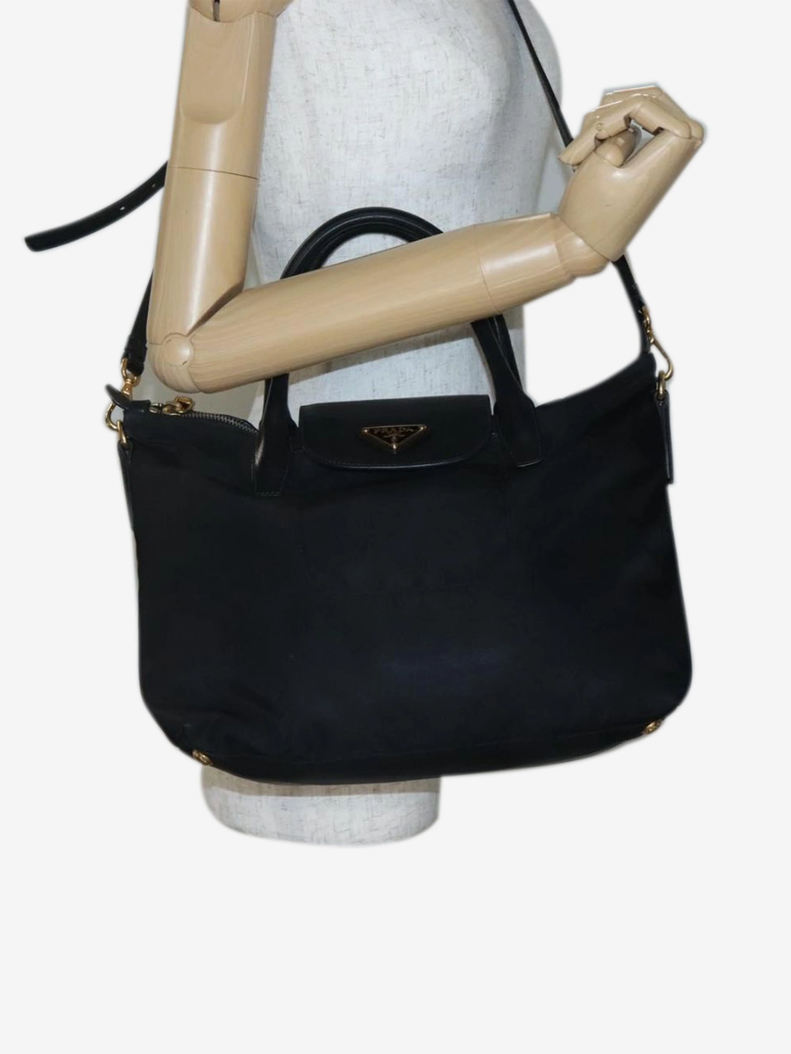 Black nylon 2way tote bag - Image 24