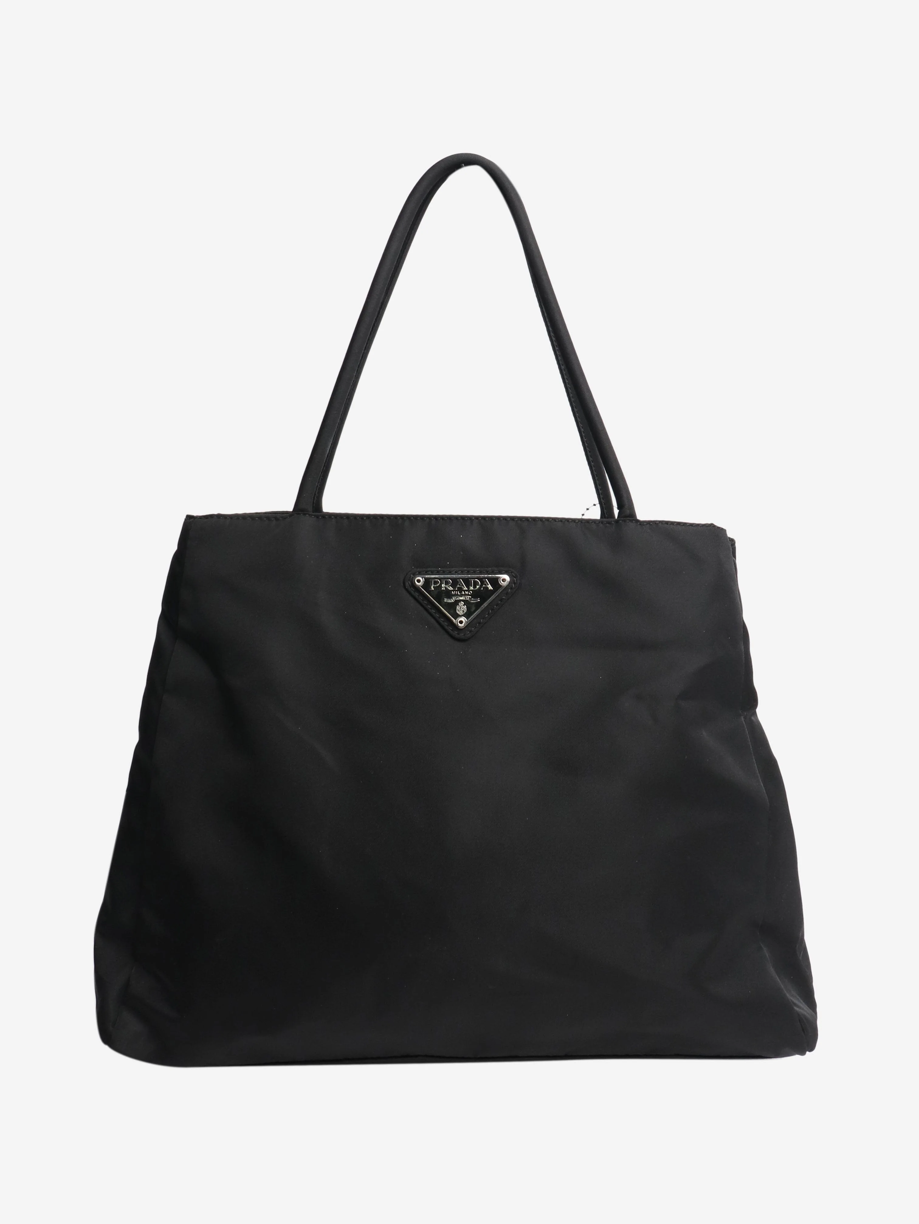 Black nylon tote bag