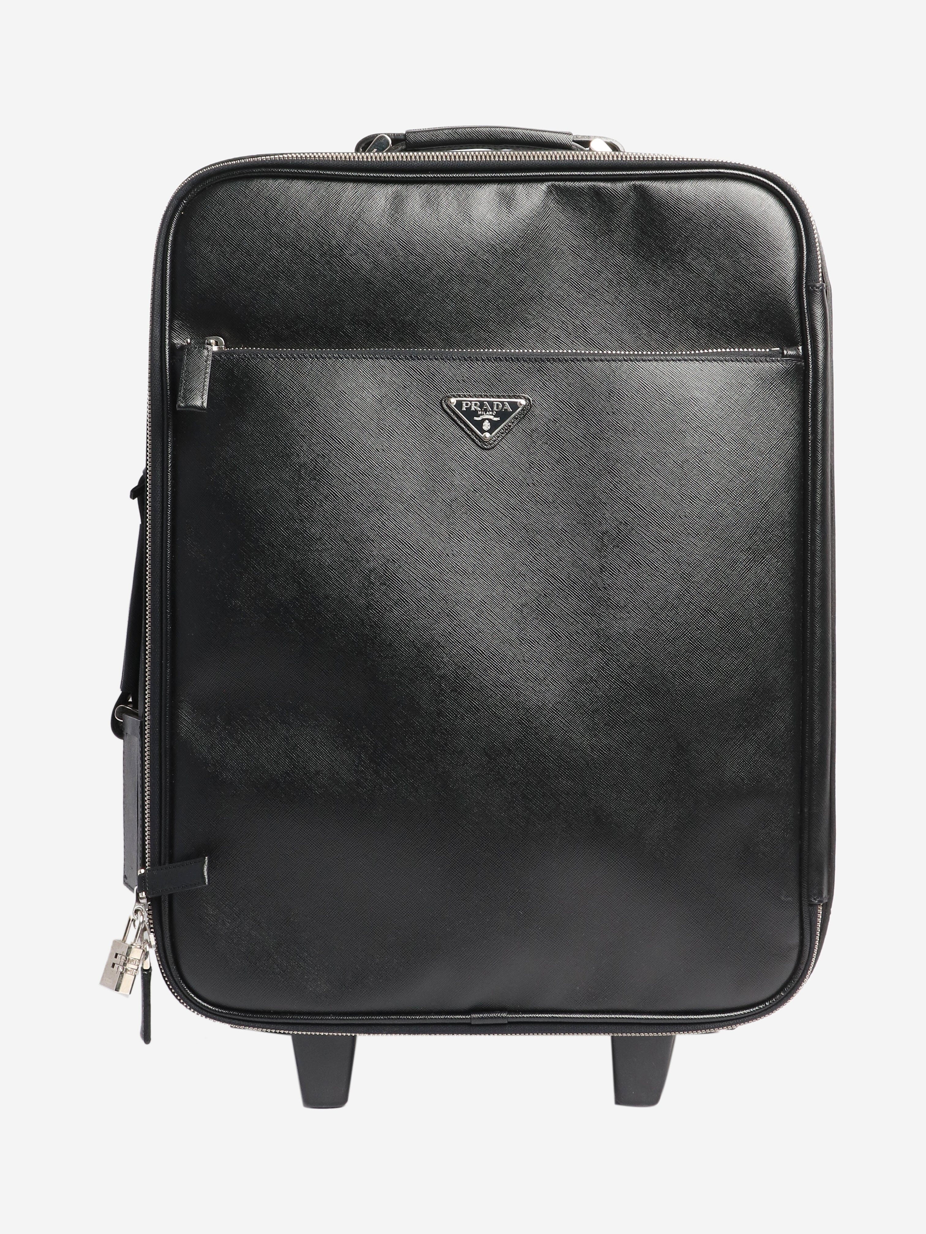 Black Saffiano leather trolley case