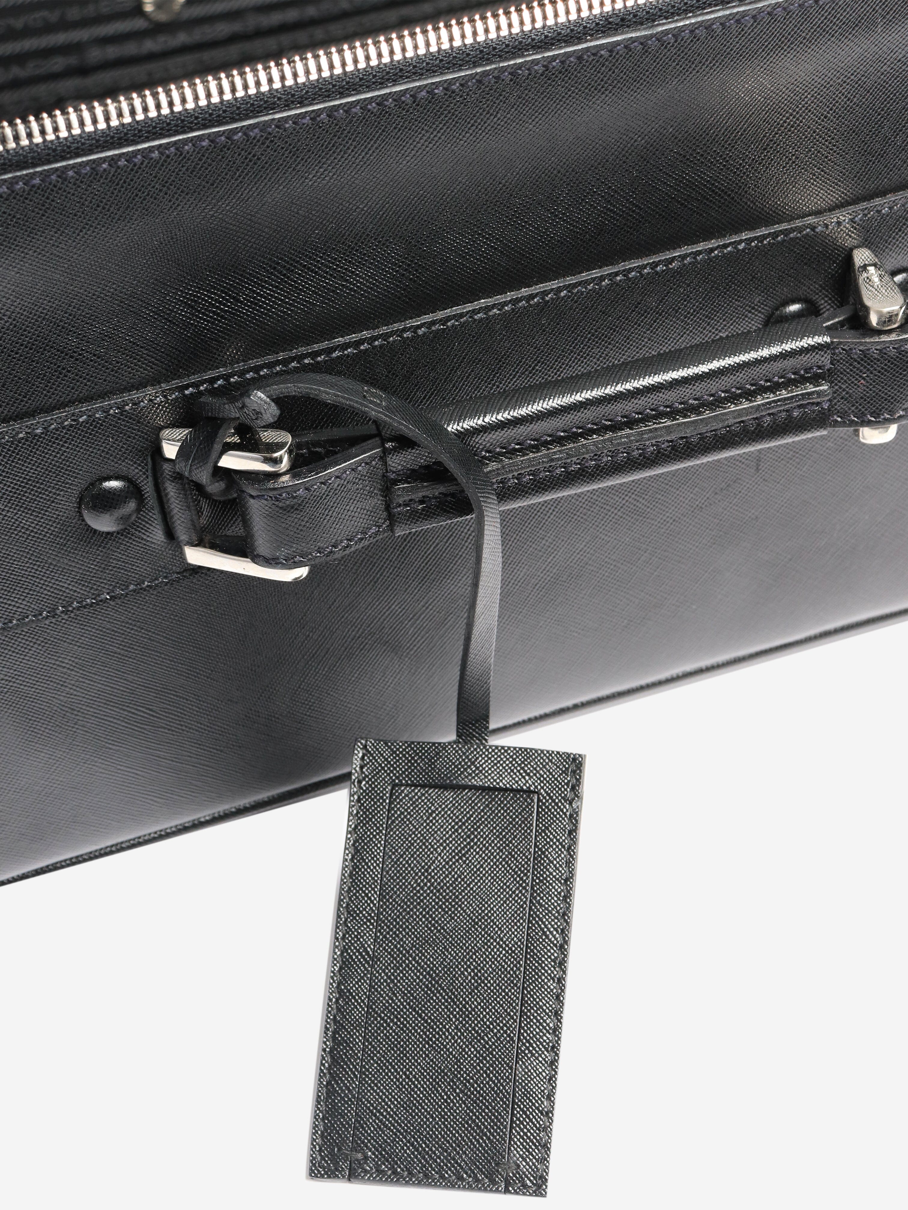 Black Saffiano leather trolley case - Image 10