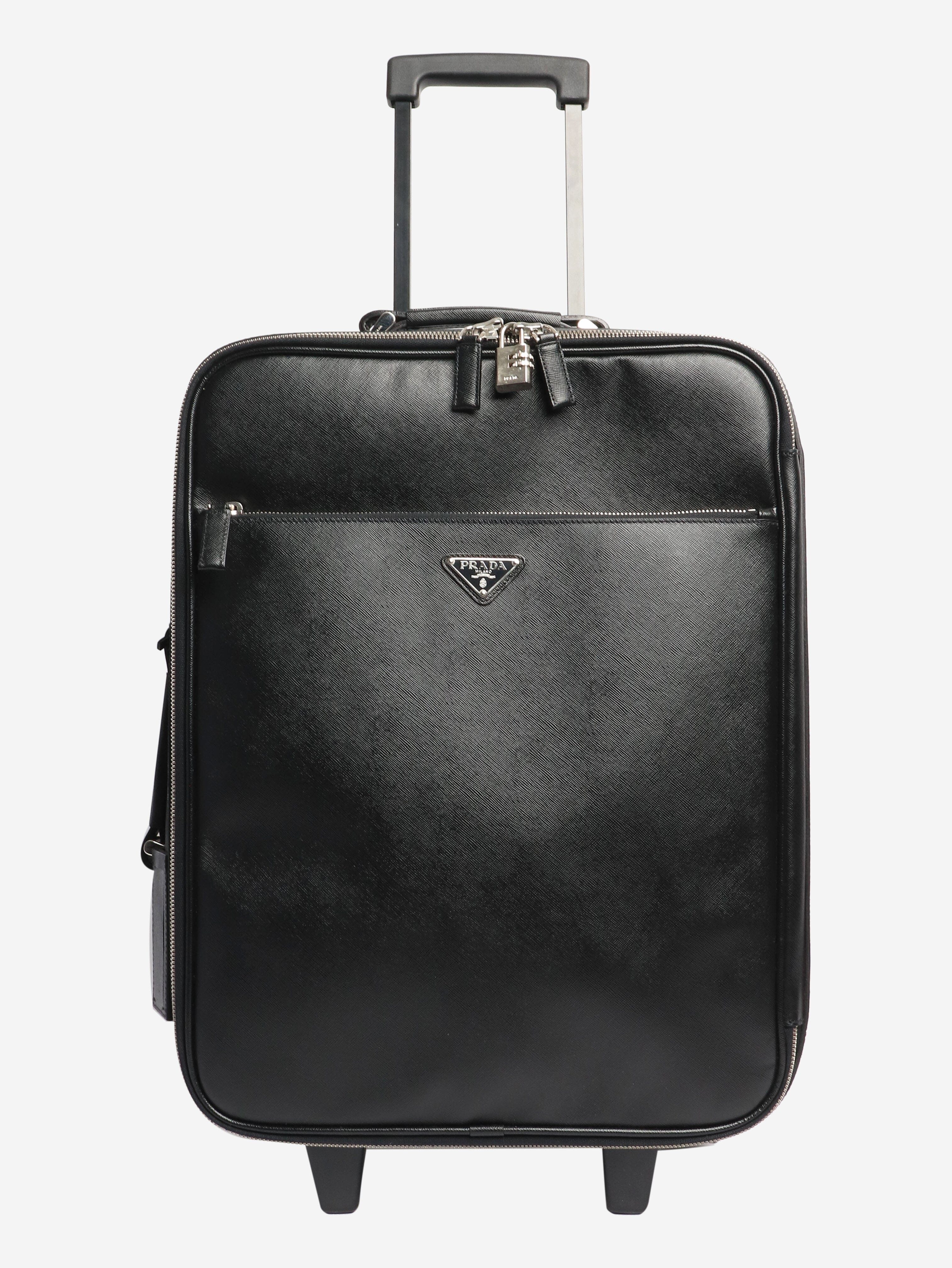 Black Saffiano leather trolley case - Image 2