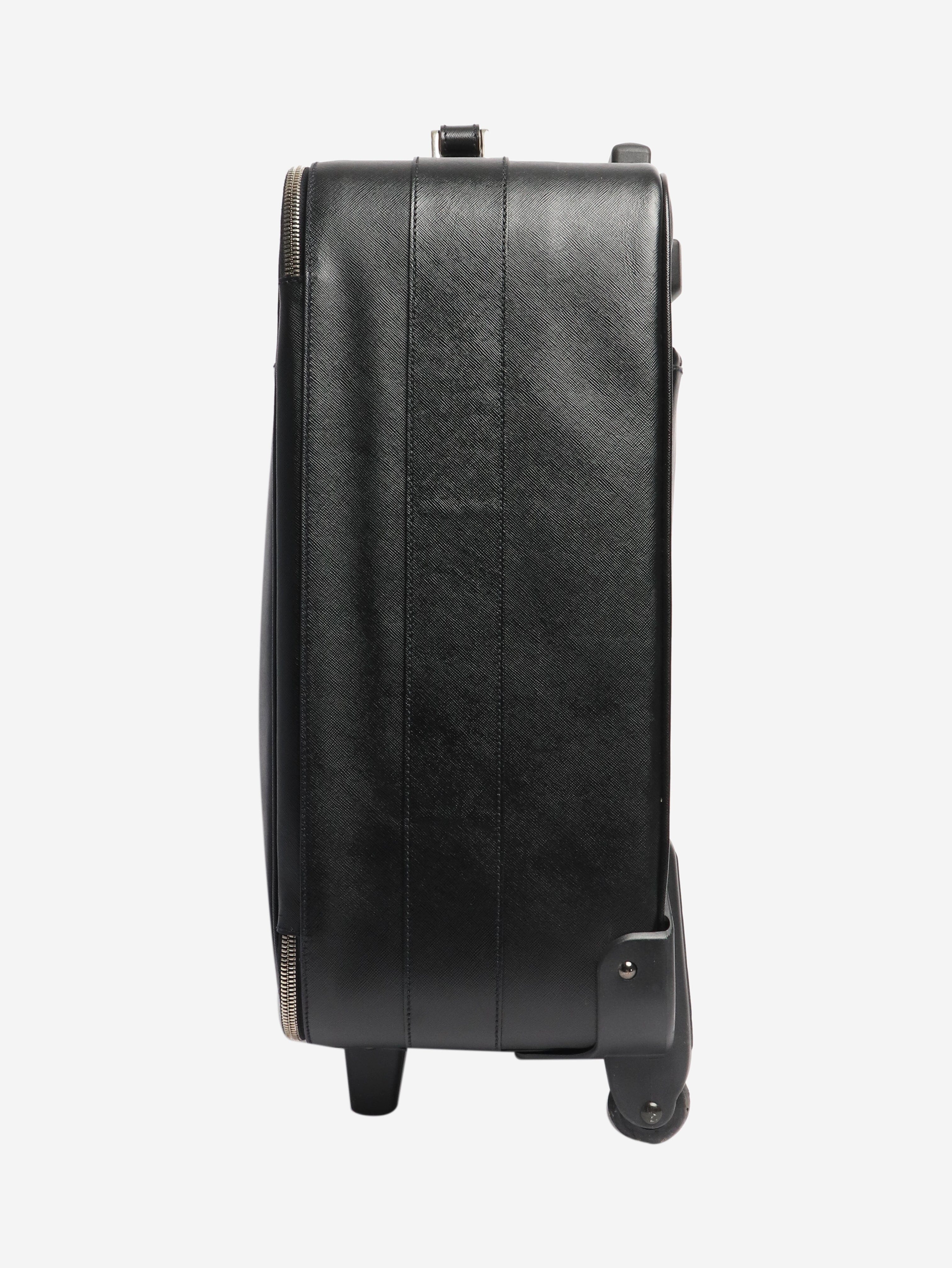 Black Saffiano leather trolley case - Image 3