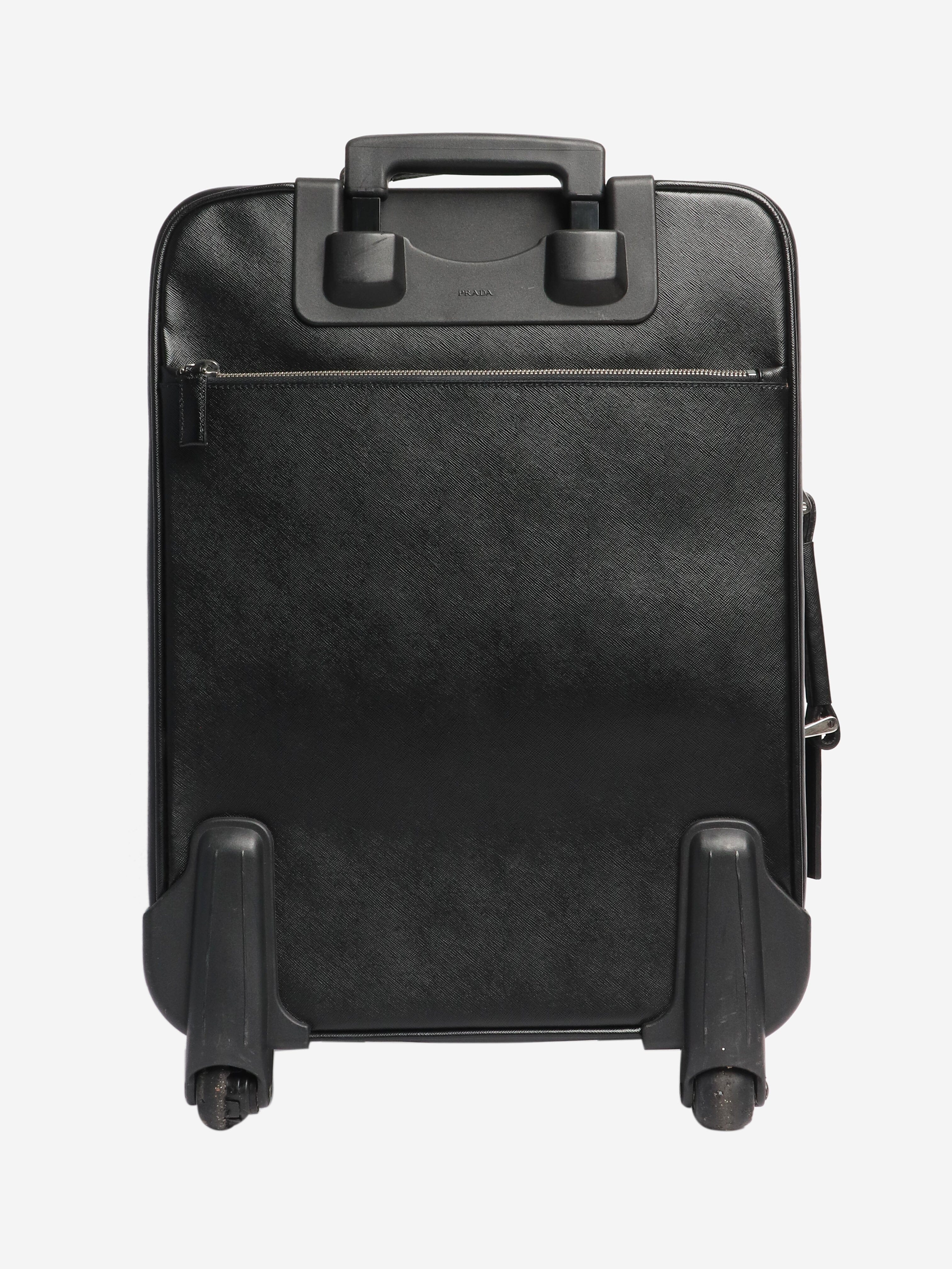 Black Saffiano leather trolley case - Image 4