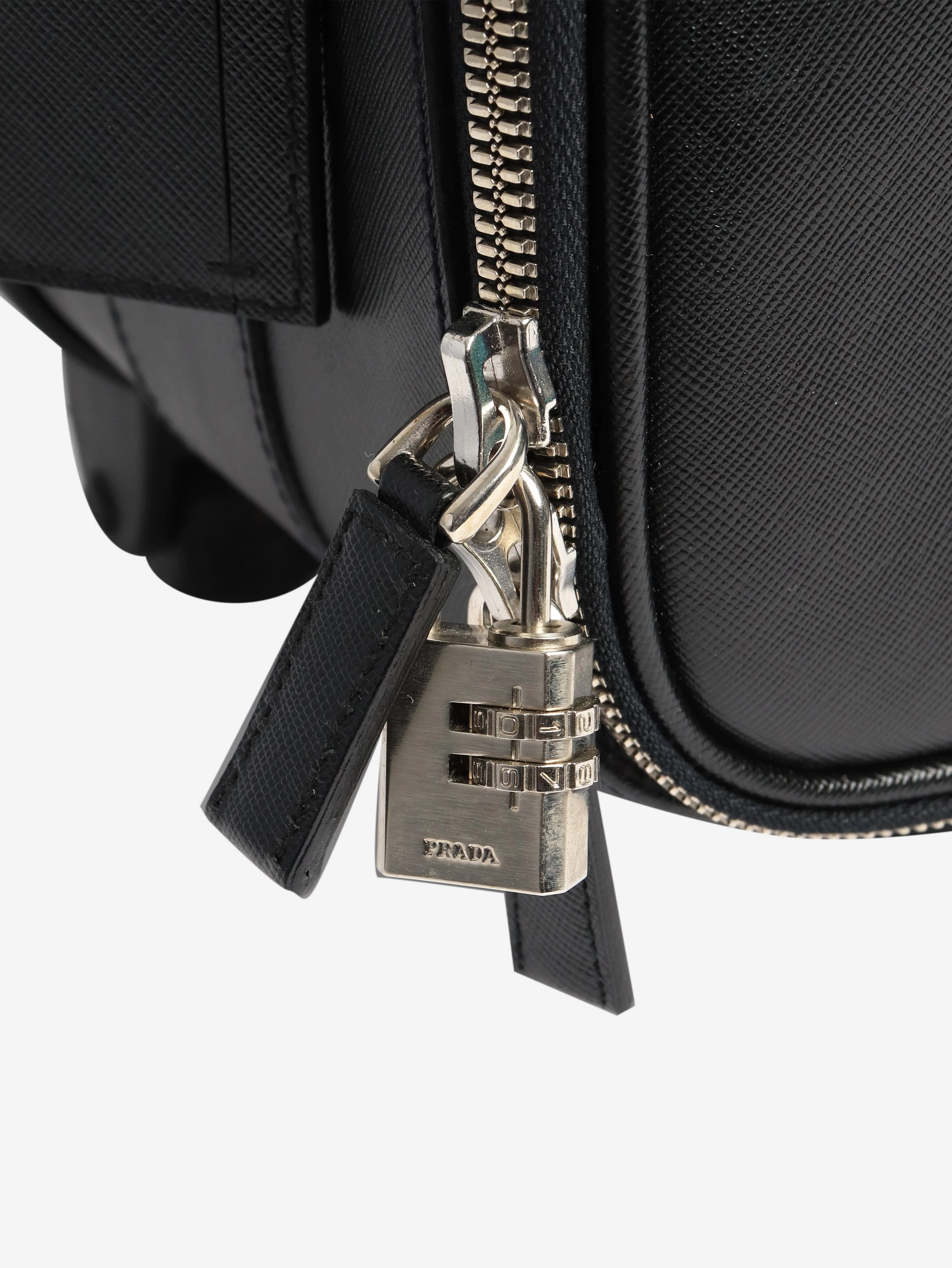 Black Saffiano leather trolley case - Image 8