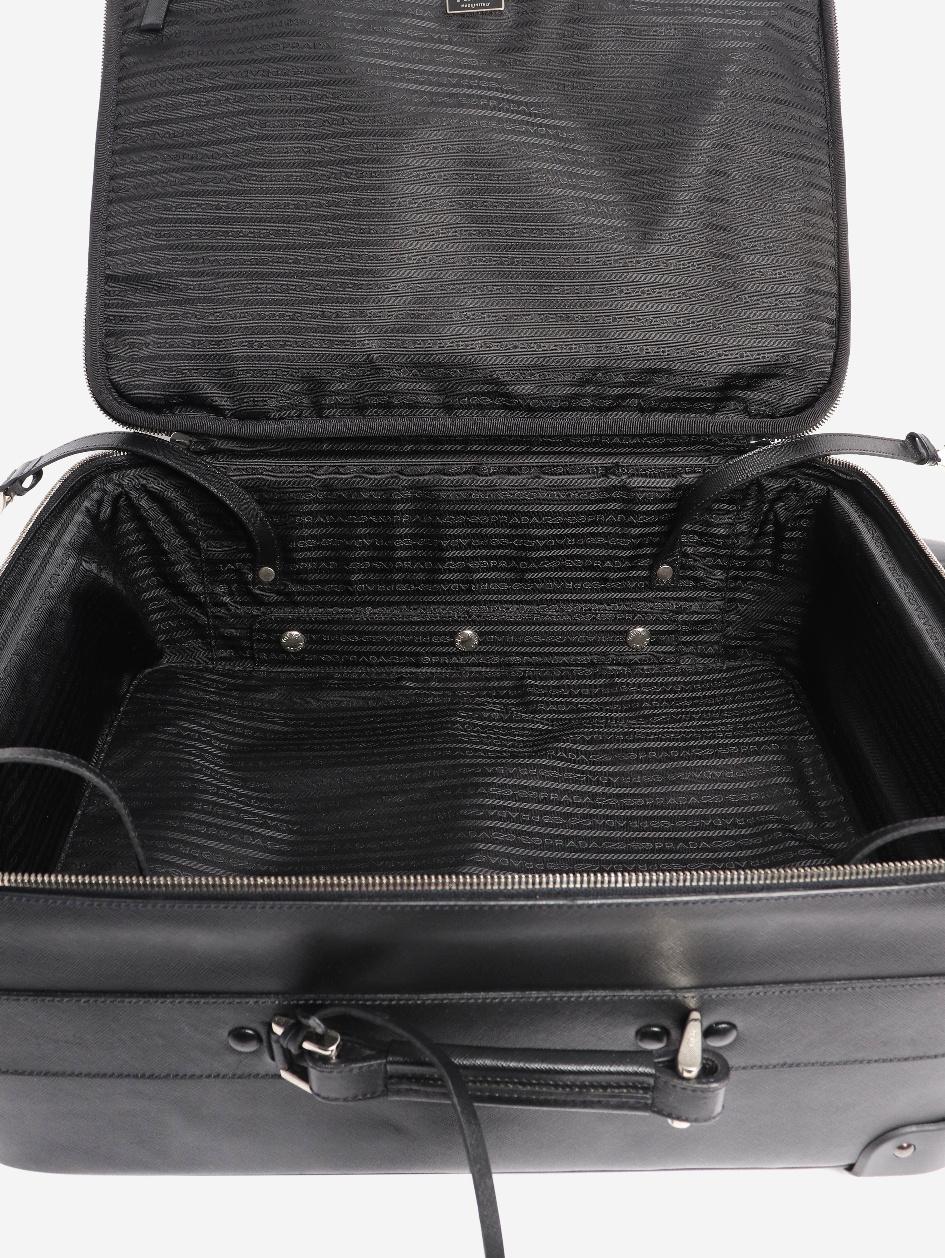 Black Saffiano leather trolley case - Image 9