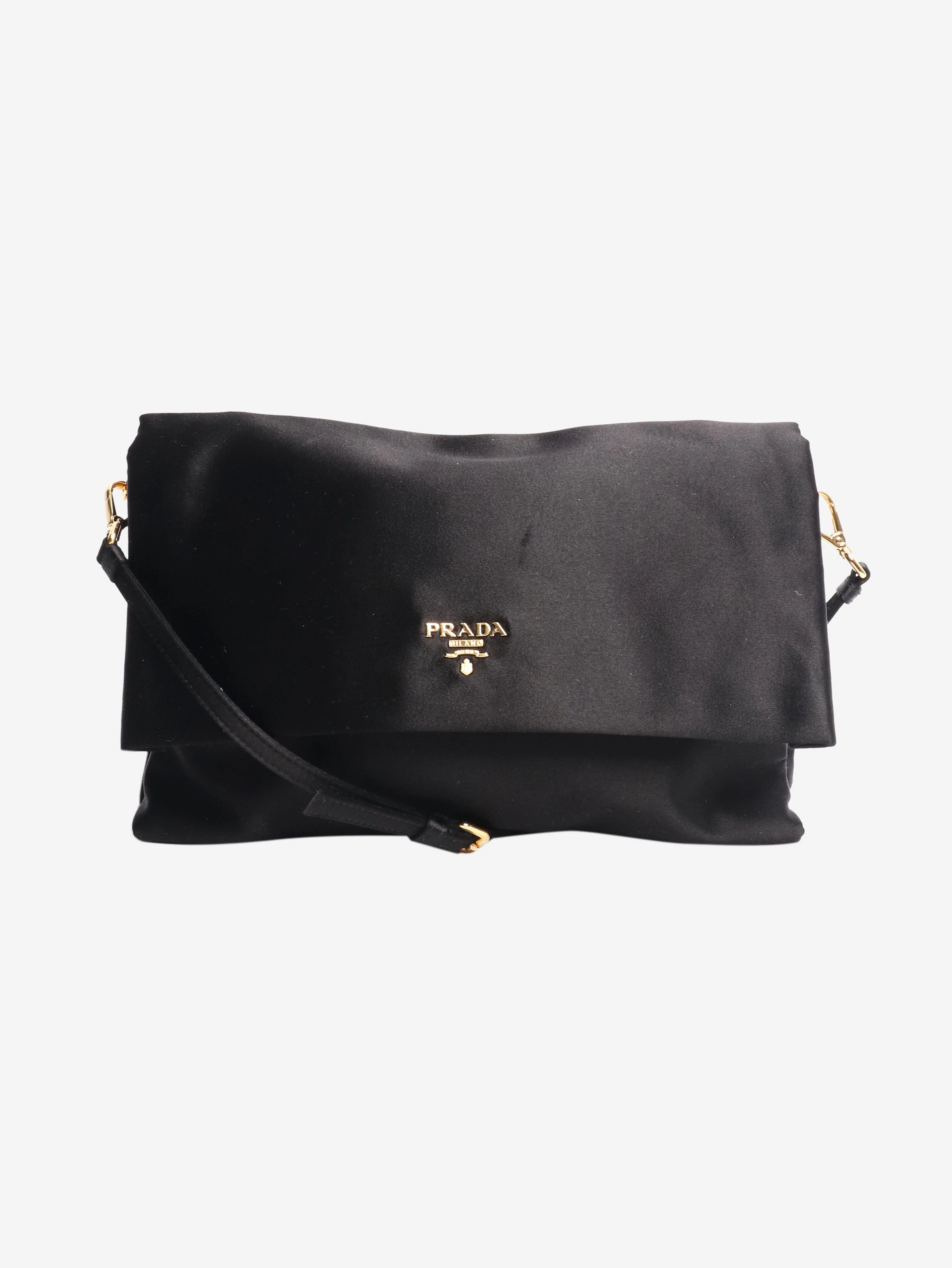 Black satin crossbody bag