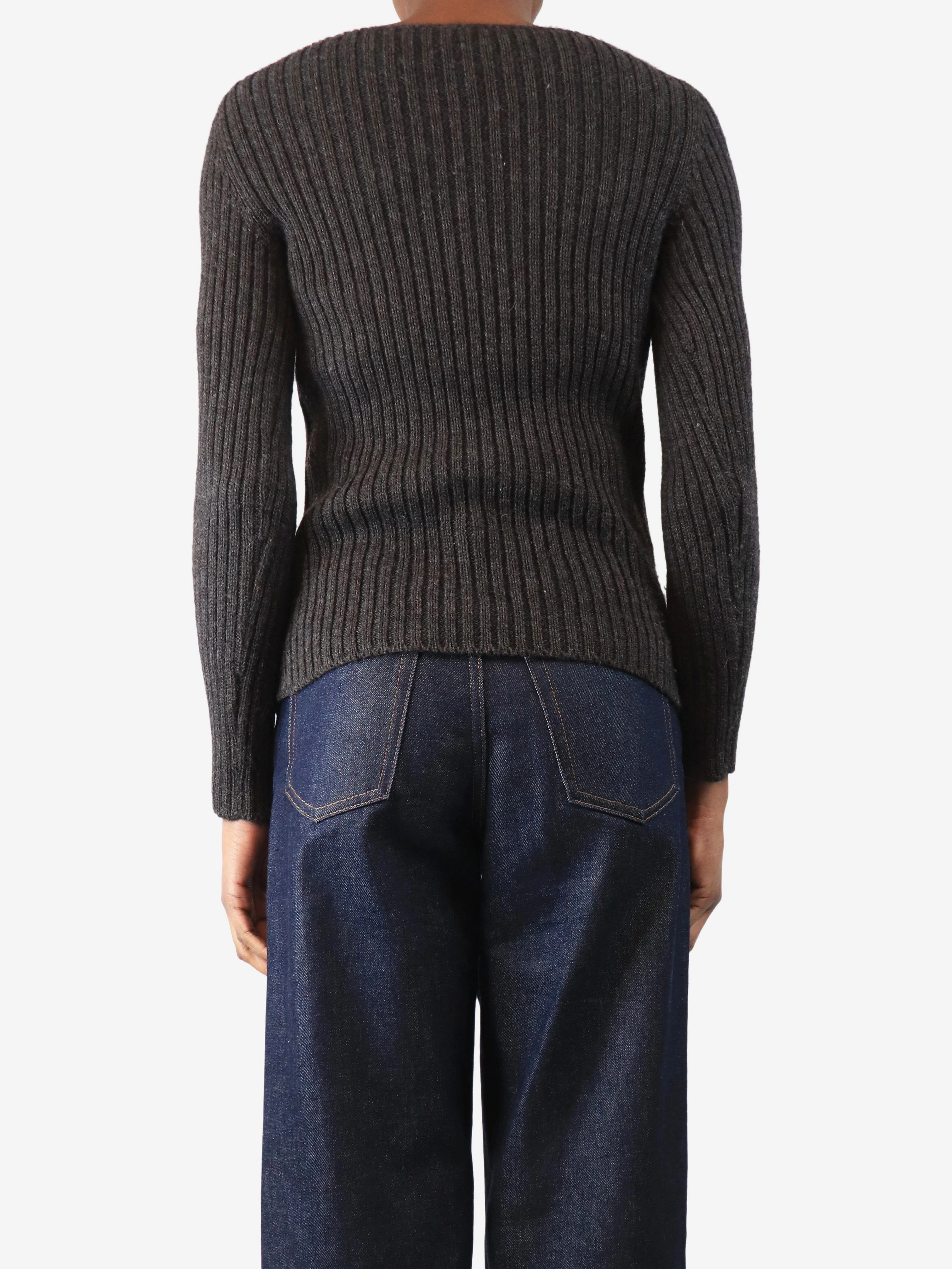 Charcoal crochet knit sweater - size UK 8 - Image 2