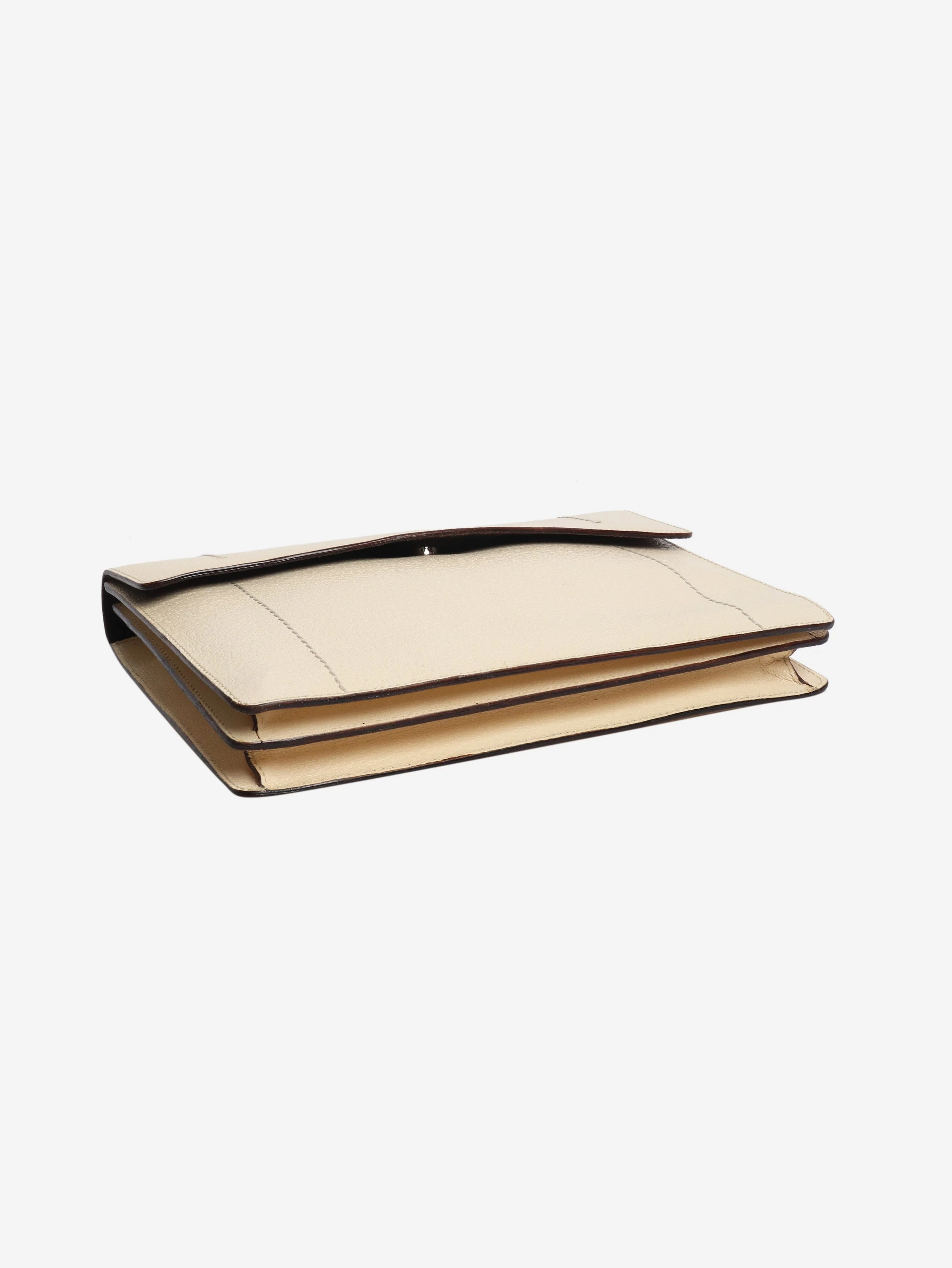 Cream leather top handle bag - Image 4
