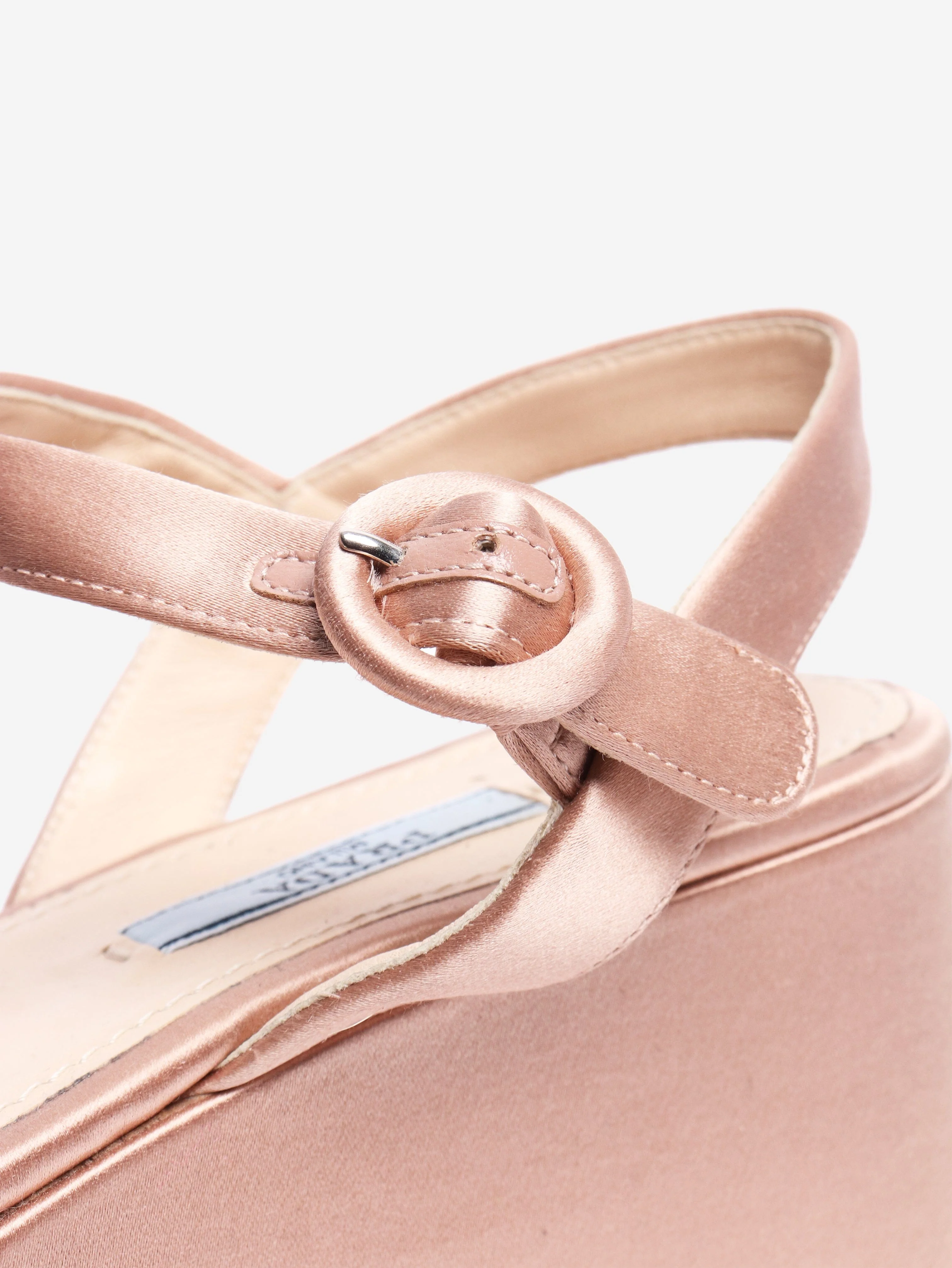 Dusty pink satin platform sandals - size EU 37.5 - Image 3