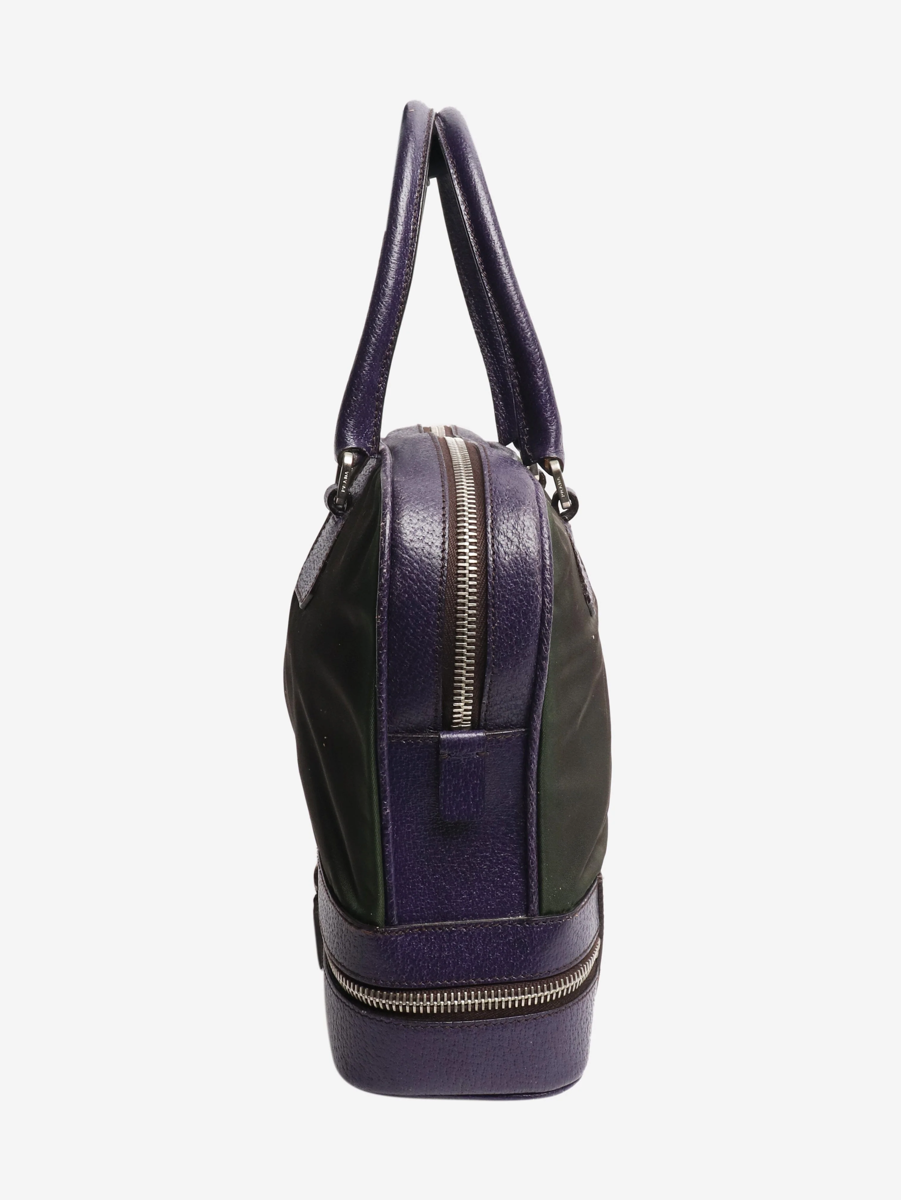 Green and purple Tessuto nylon top handle bag - Image 2