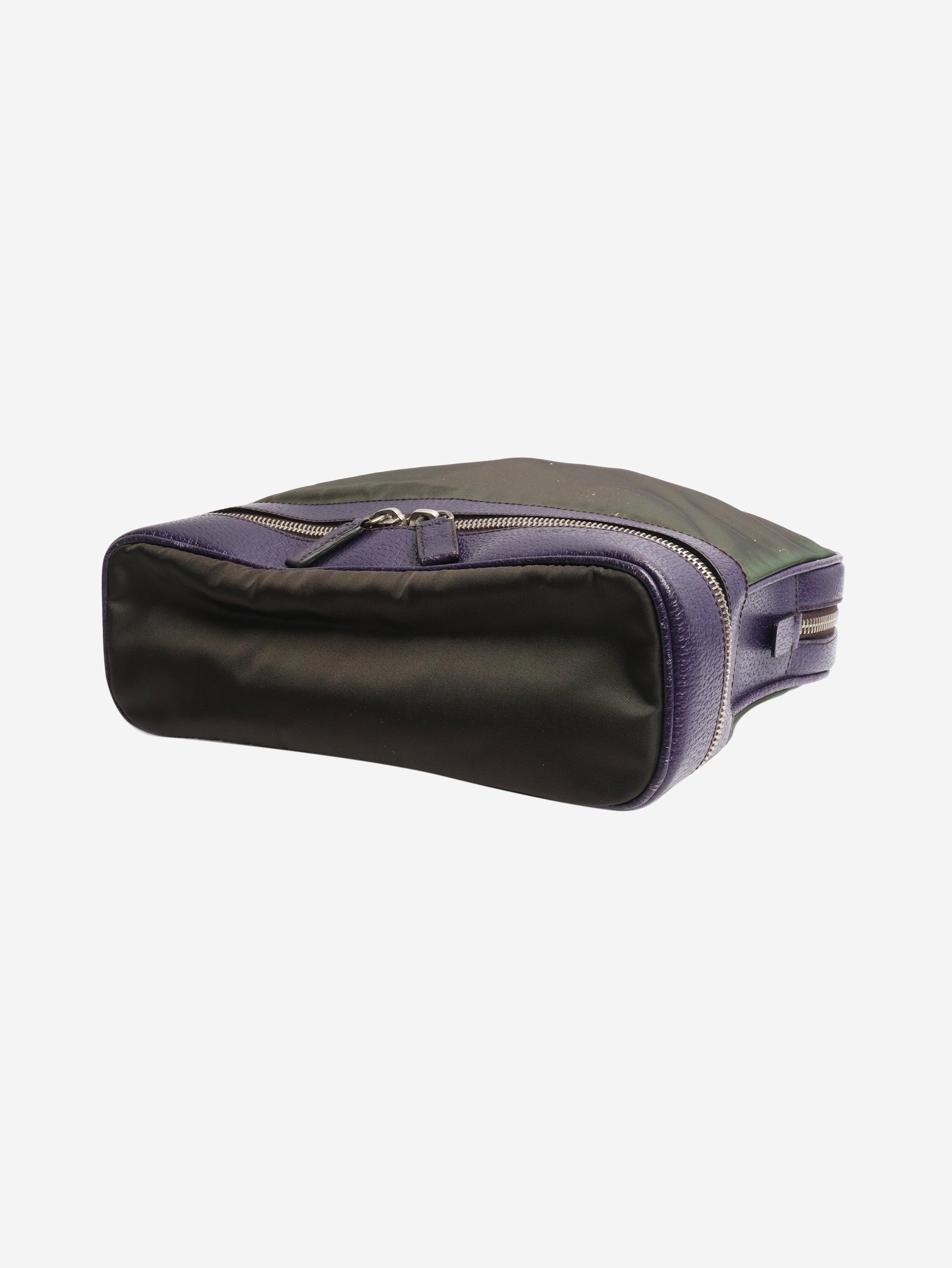 Green and purple Tessuto nylon top handle bag - Image 4