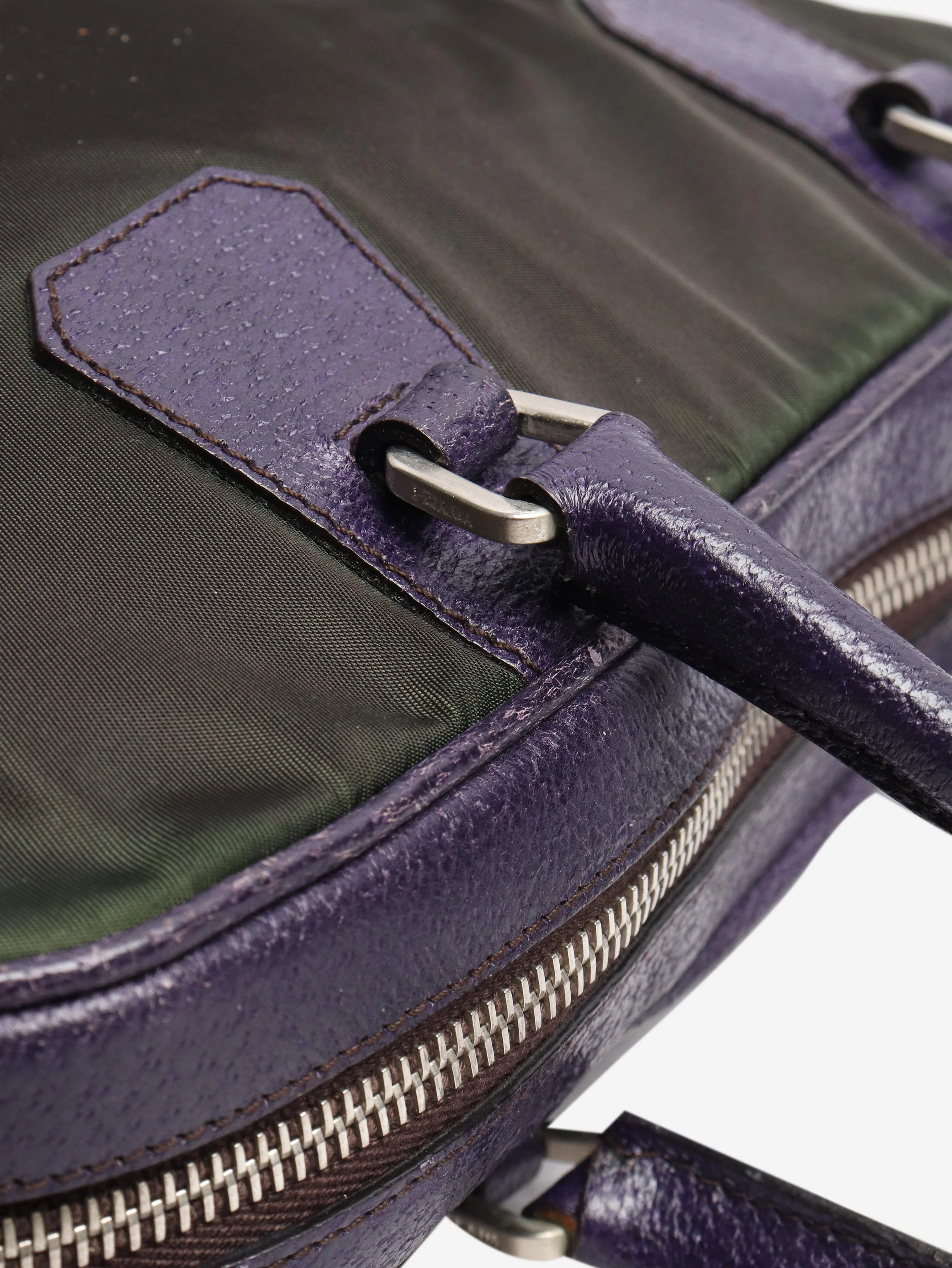 Green and purple Tessuto nylon top handle bag - Image 6