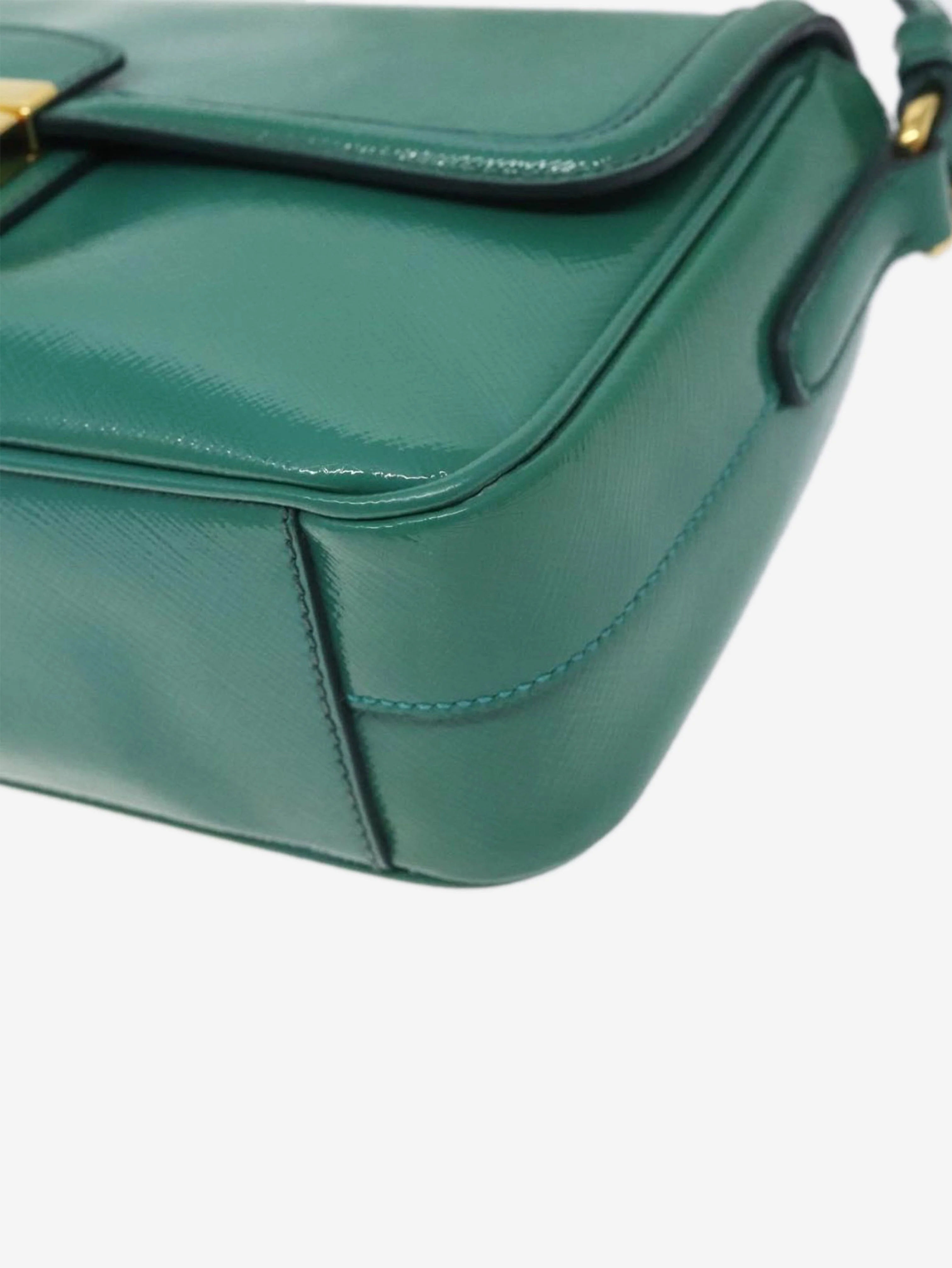 Green patent Saffiano leather shoulder bag - Image 10
