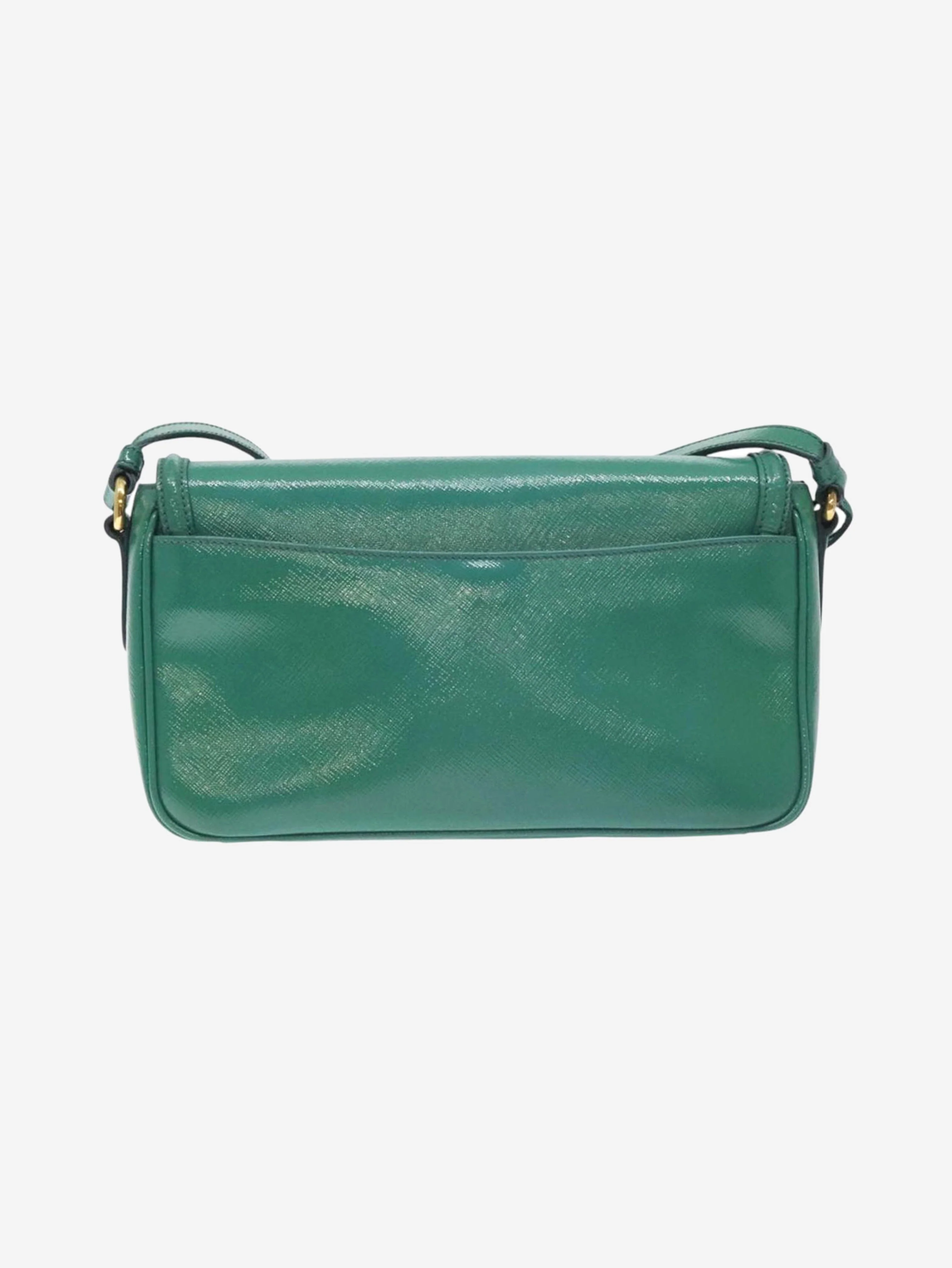 Green patent Saffiano leather shoulder bag - Image 3