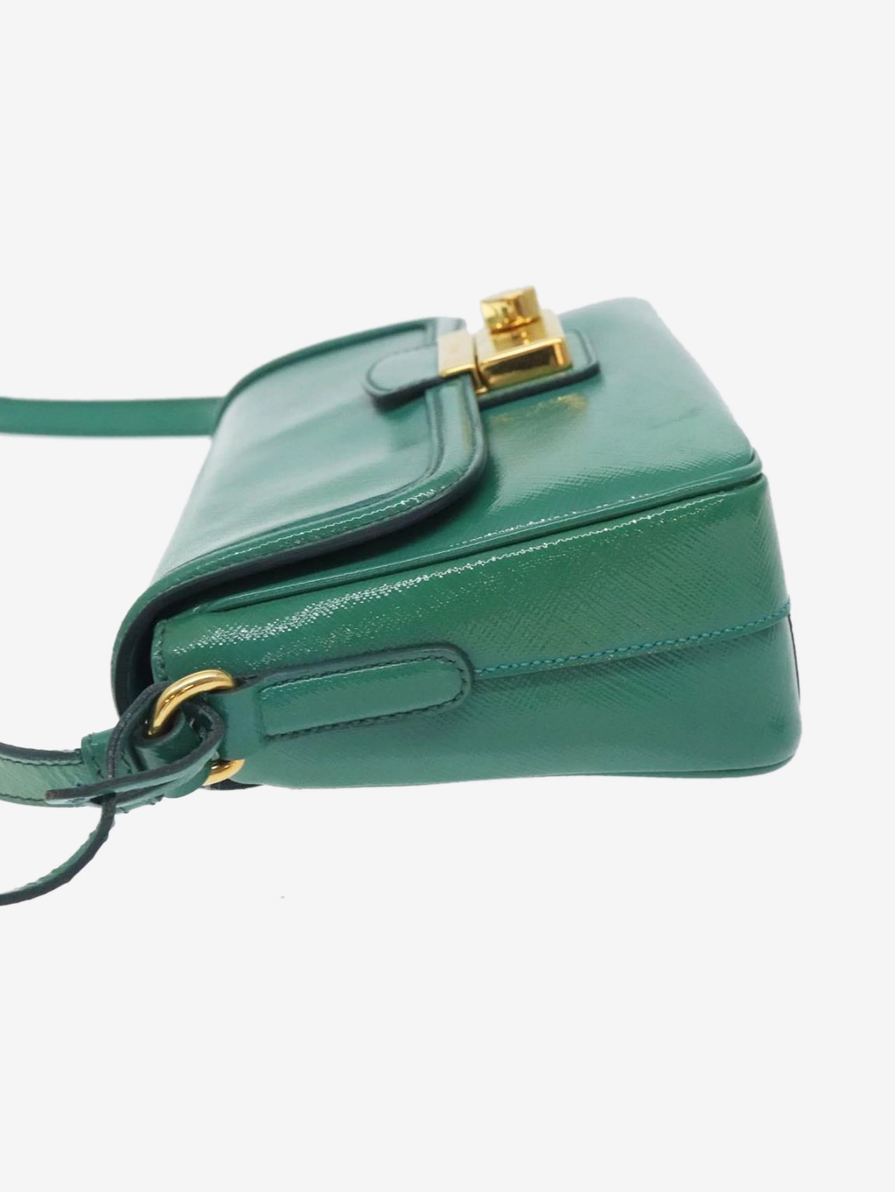 Green patent Saffiano leather shoulder bag - Image 5