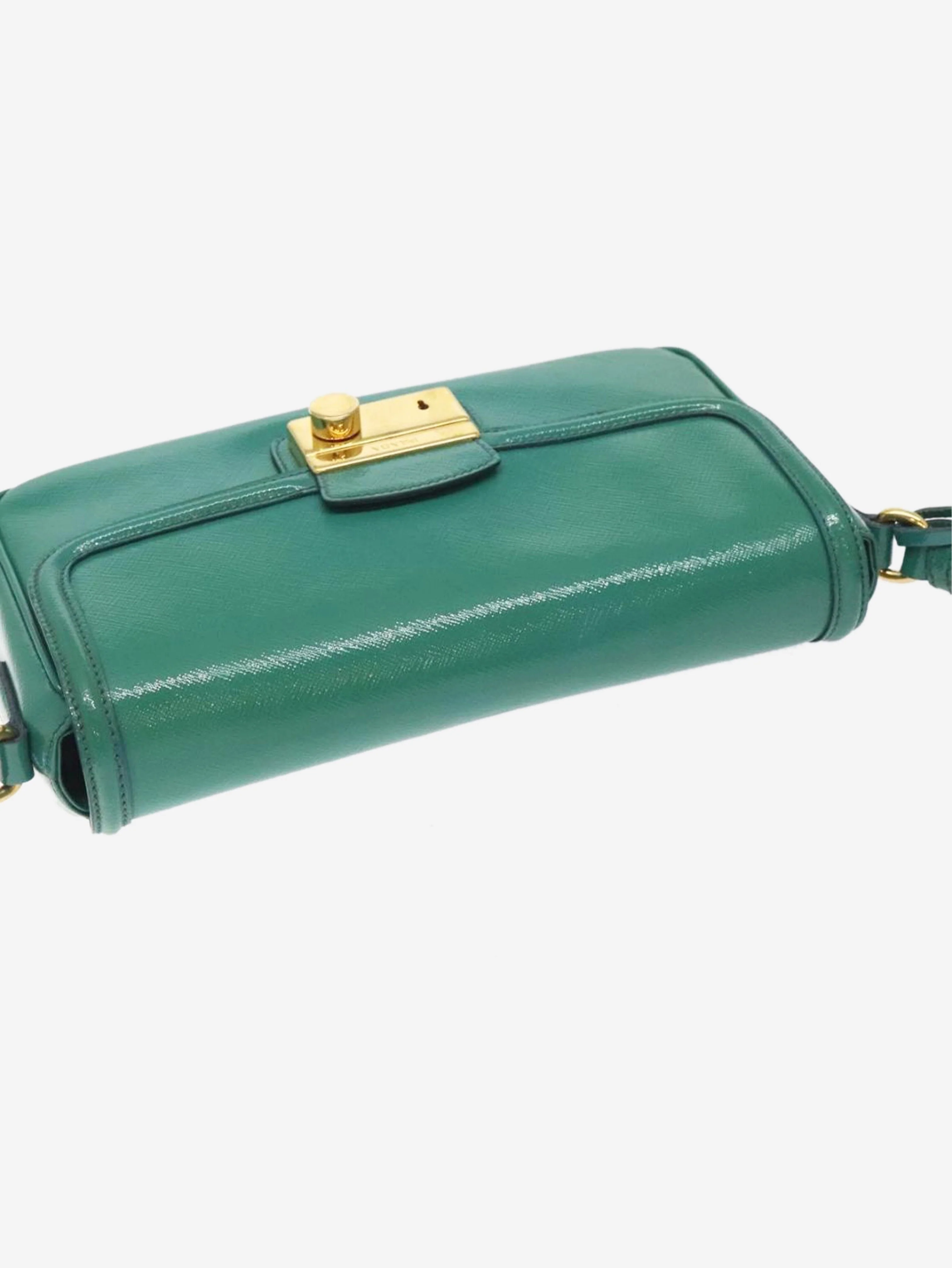 Green patent Saffiano leather shoulder bag - Image 6