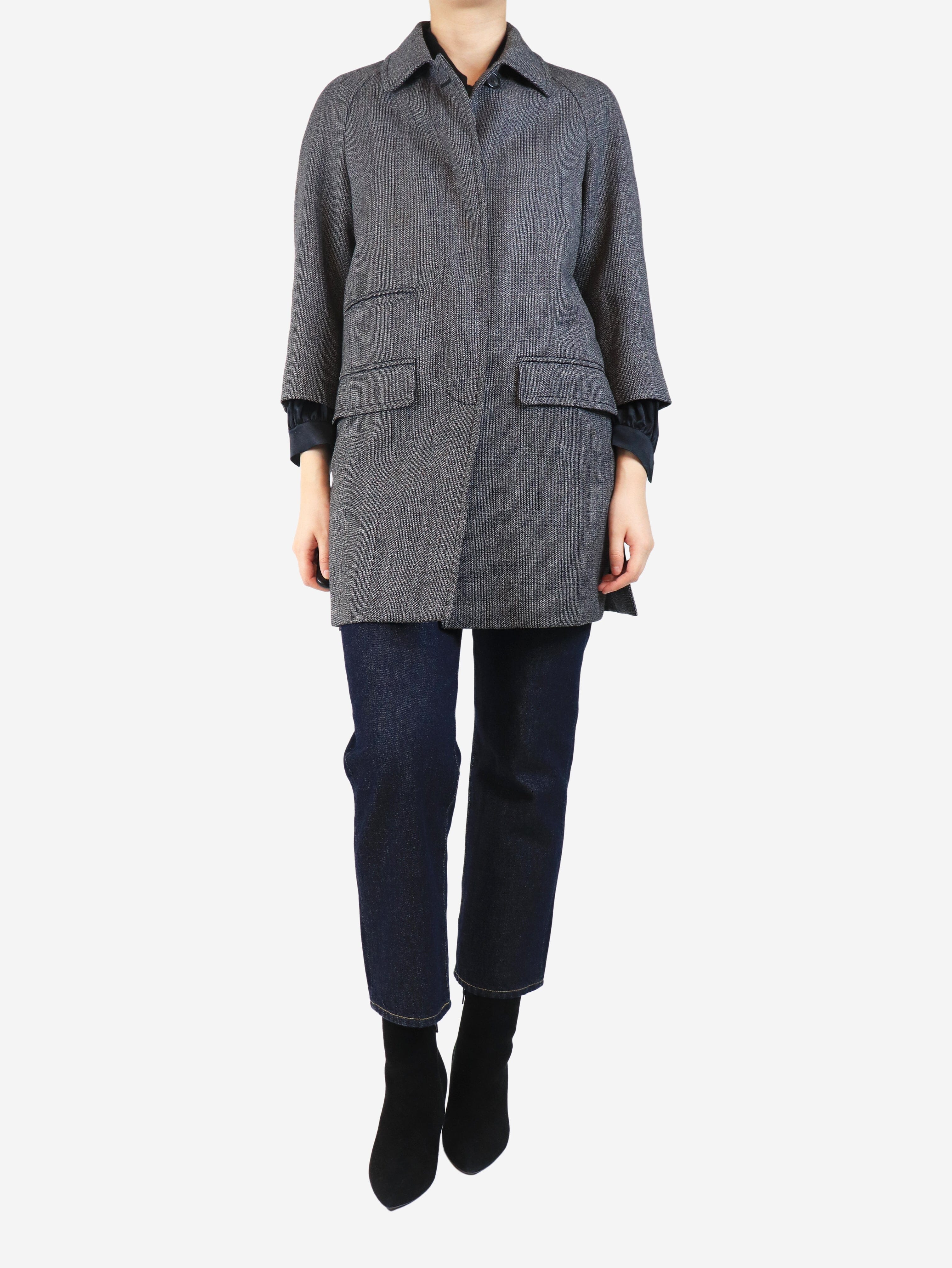 Grey tweed wool coat - size UK 6