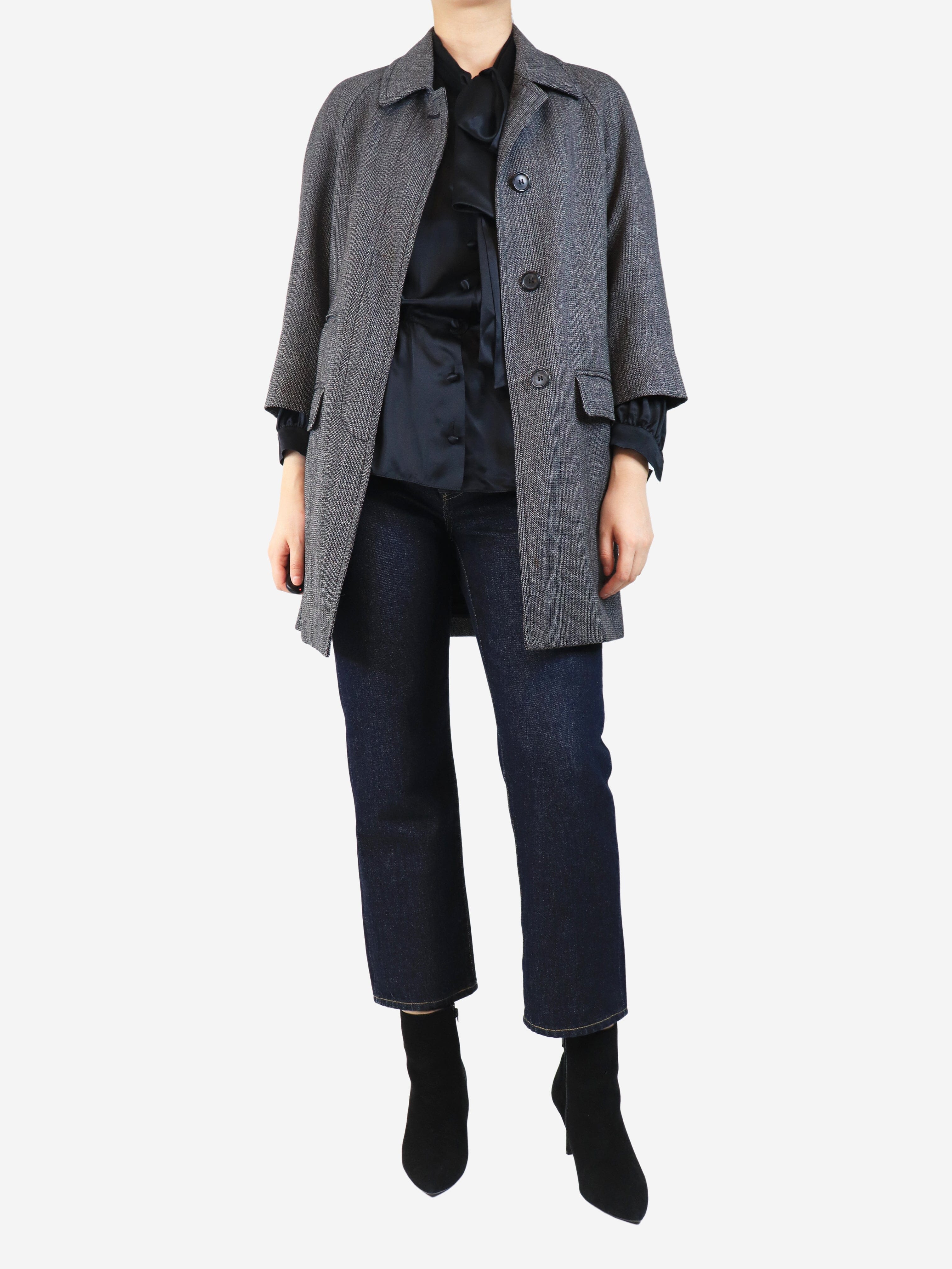 Grey tweed wool coat - size UK 6 - Image 3