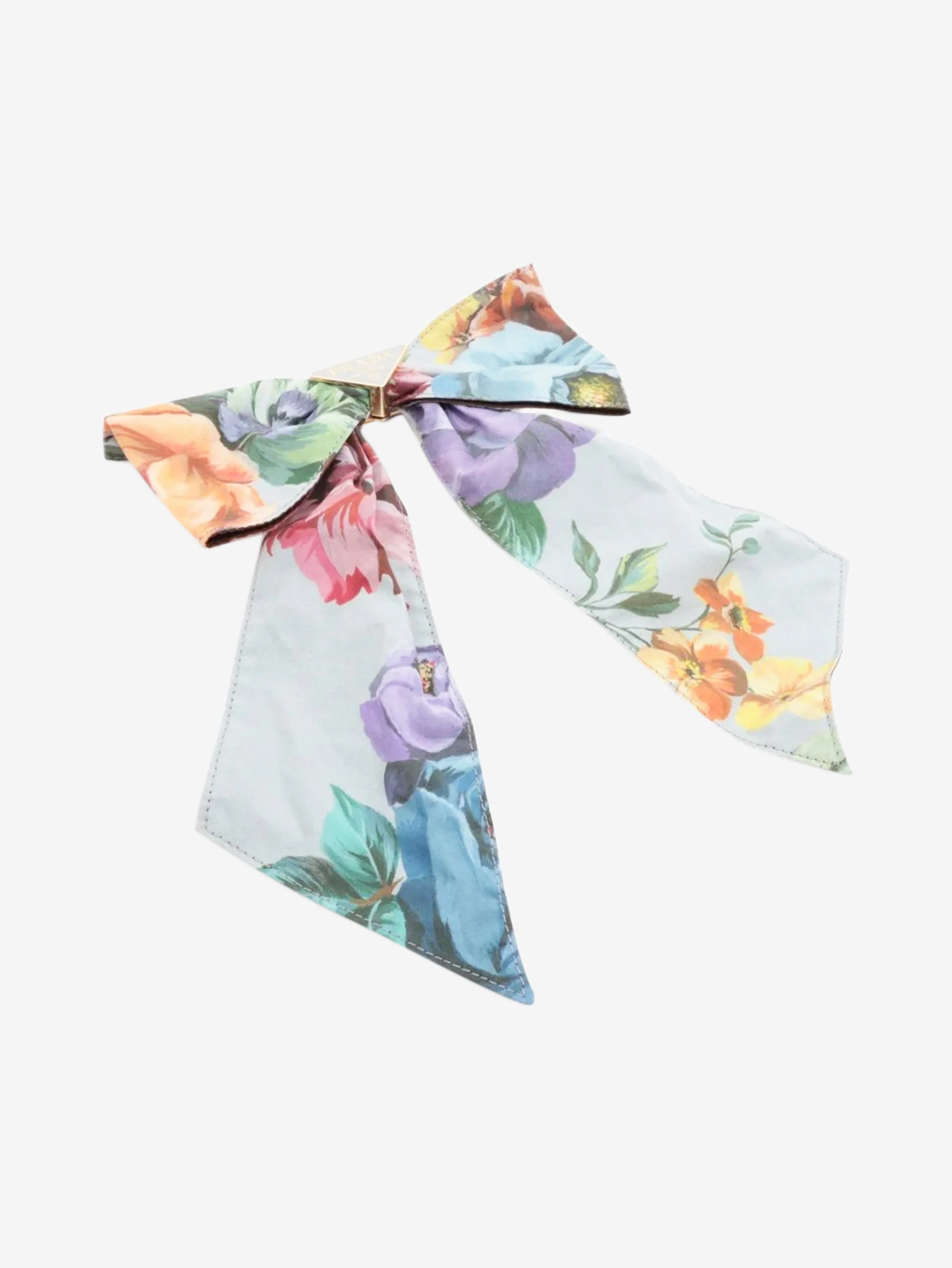 Light blue floral bow hair clip