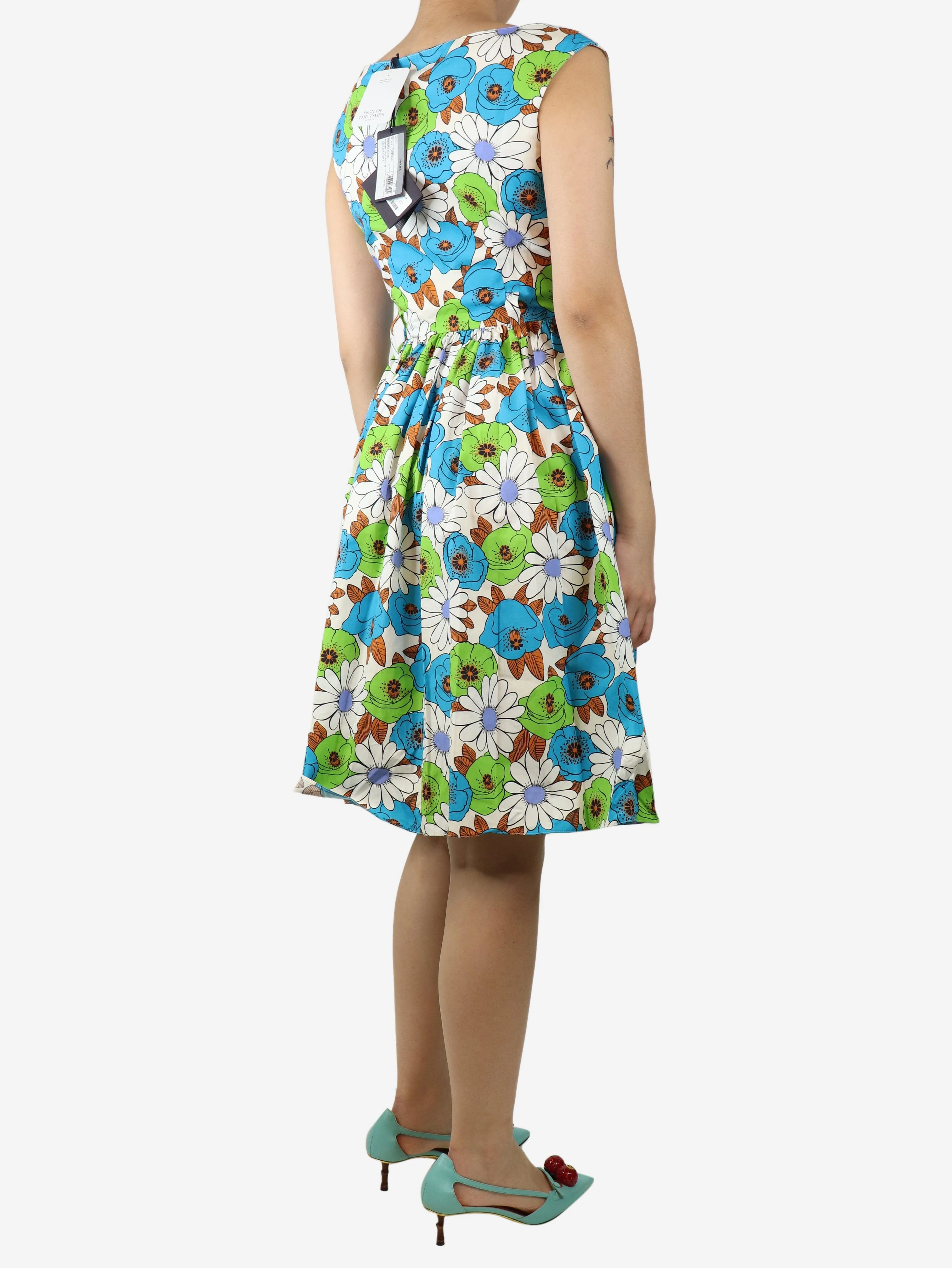 Multicolour sleeveless floral printed midi dress - size UK 8 - Image 2