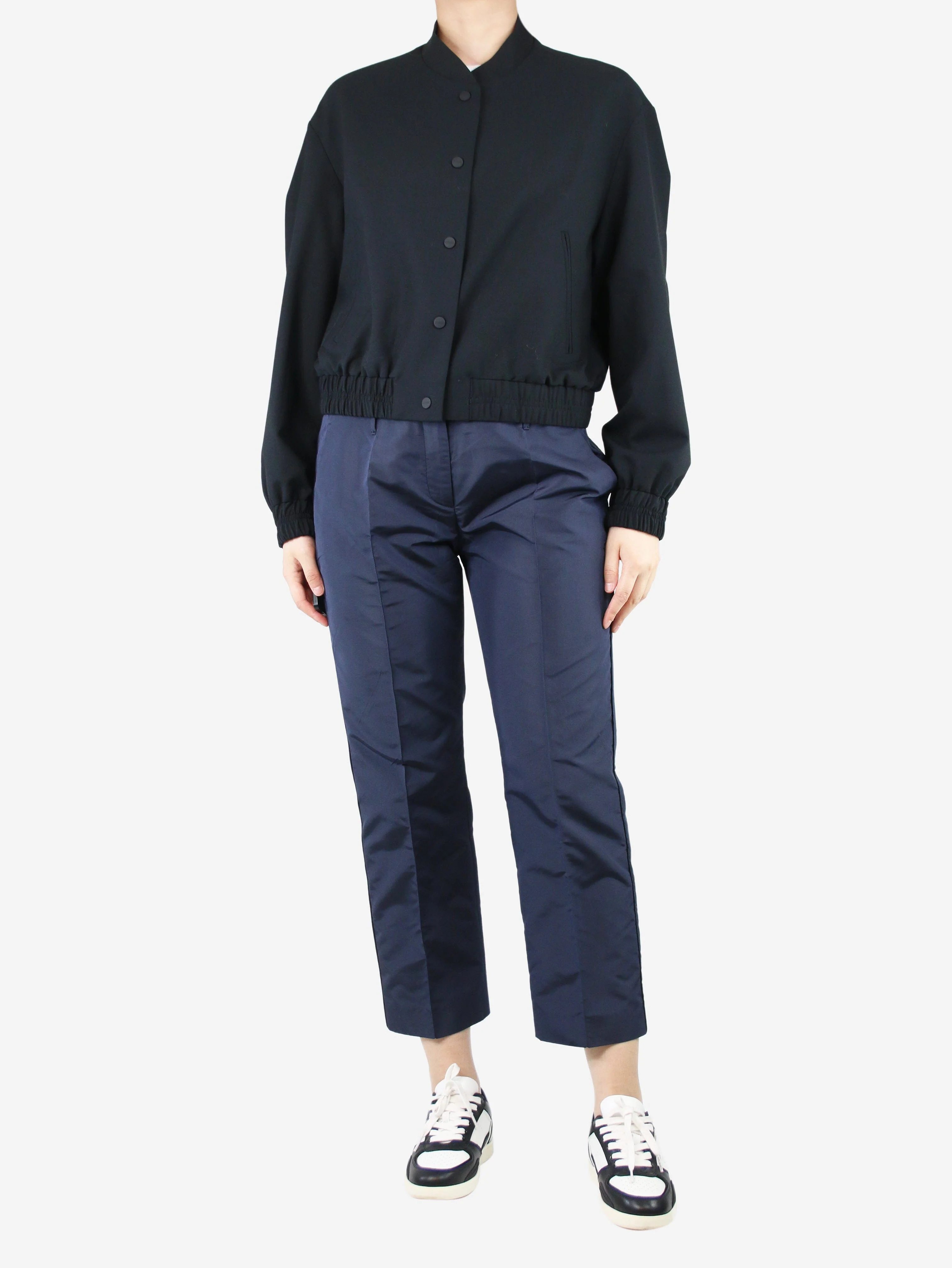 Navy blue silk-blend trousers - size UK 12 - Image 2