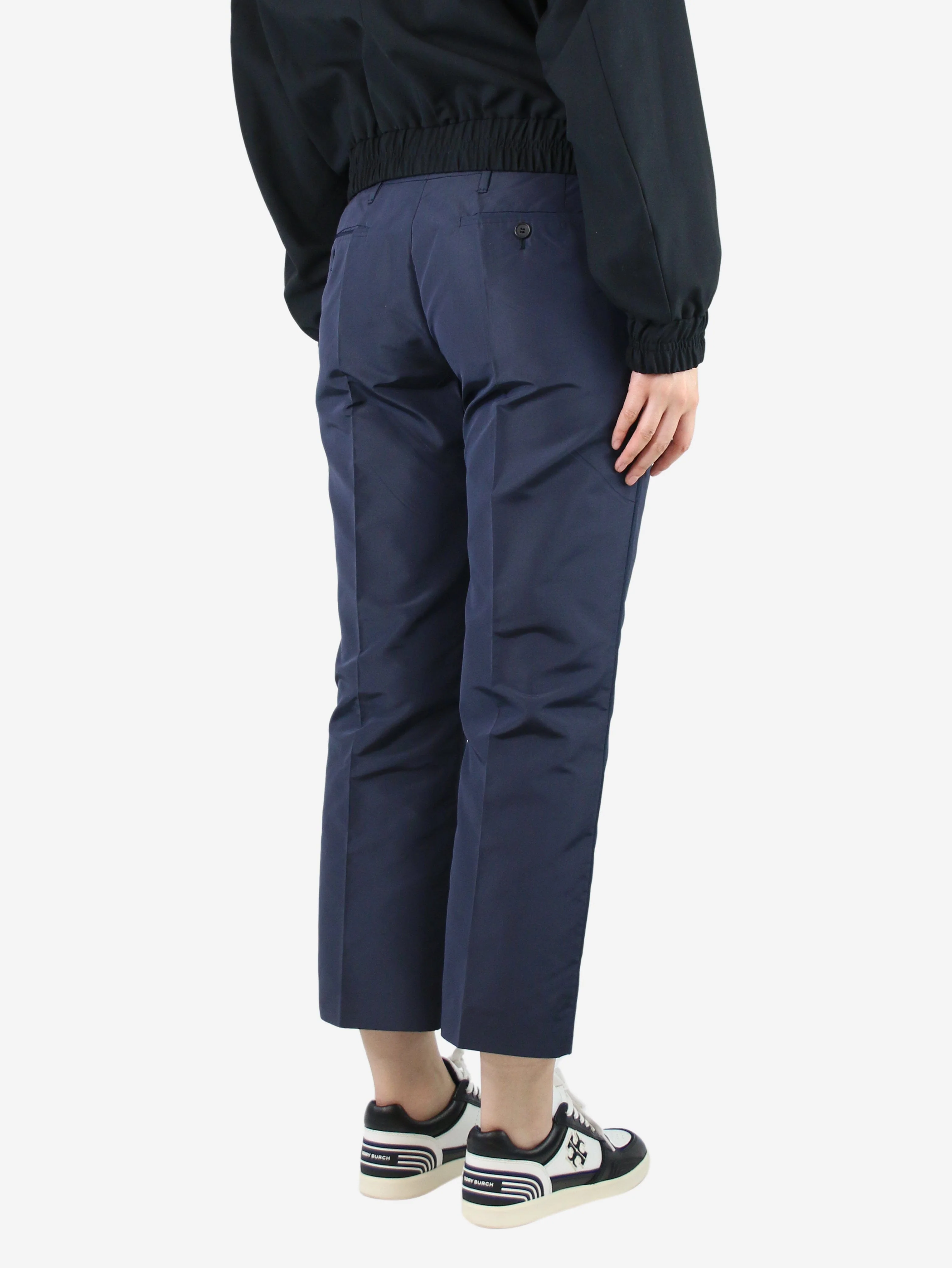 Navy blue silk-blend trousers - size UK 12 - Image 3