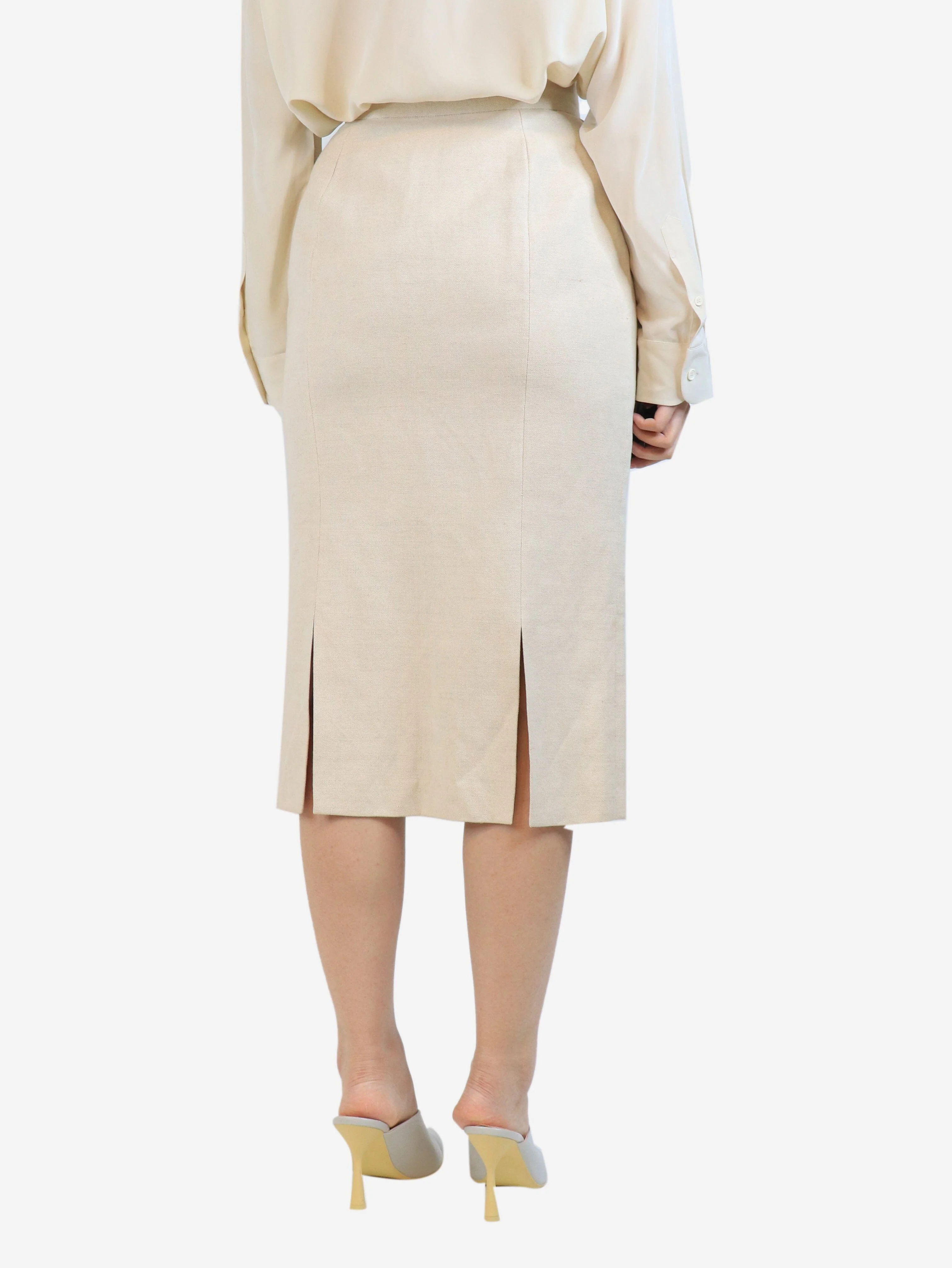 Neutral linen midi skirt - size UK 10 - Image 3
