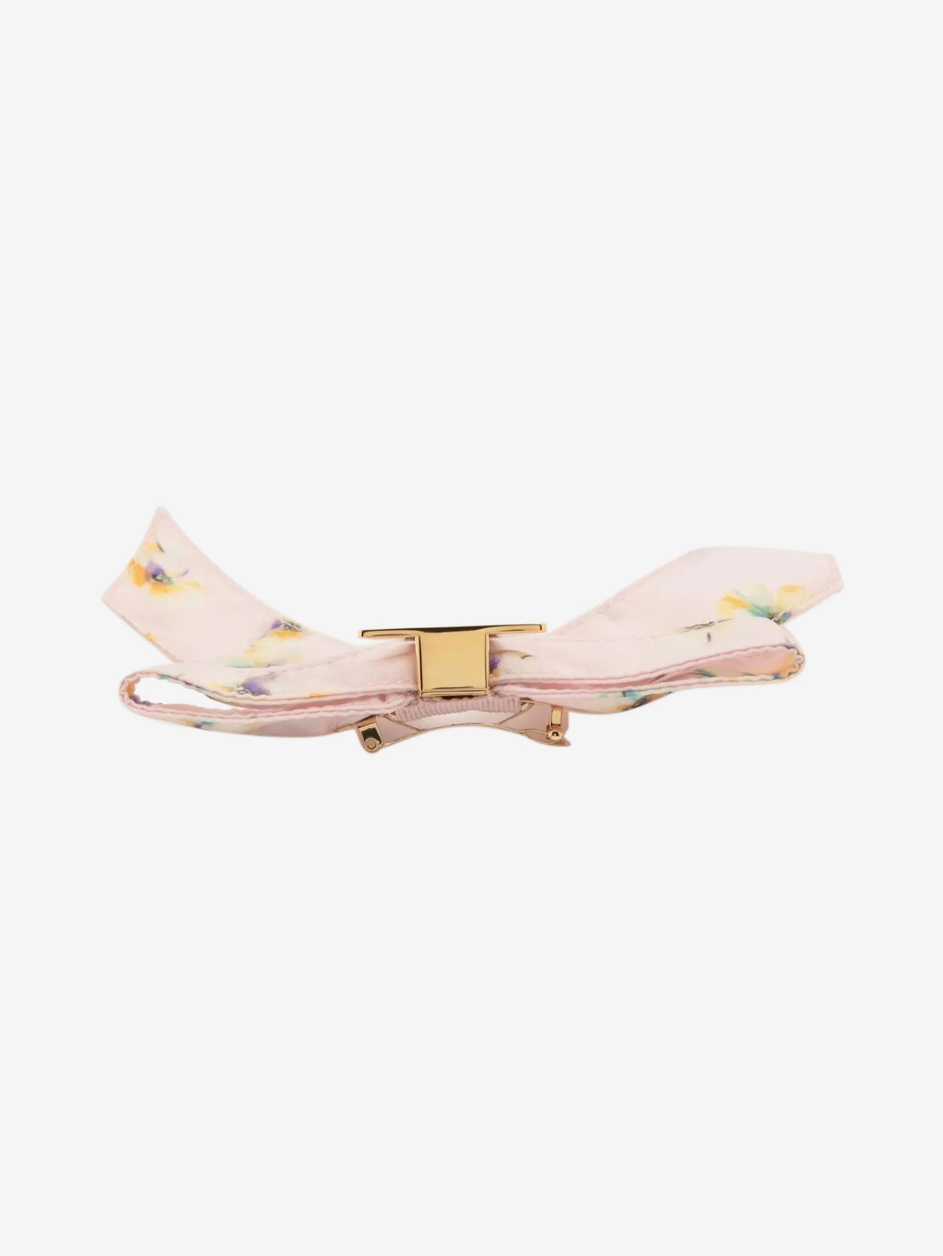 Pink floral bow hair clip - Image 2