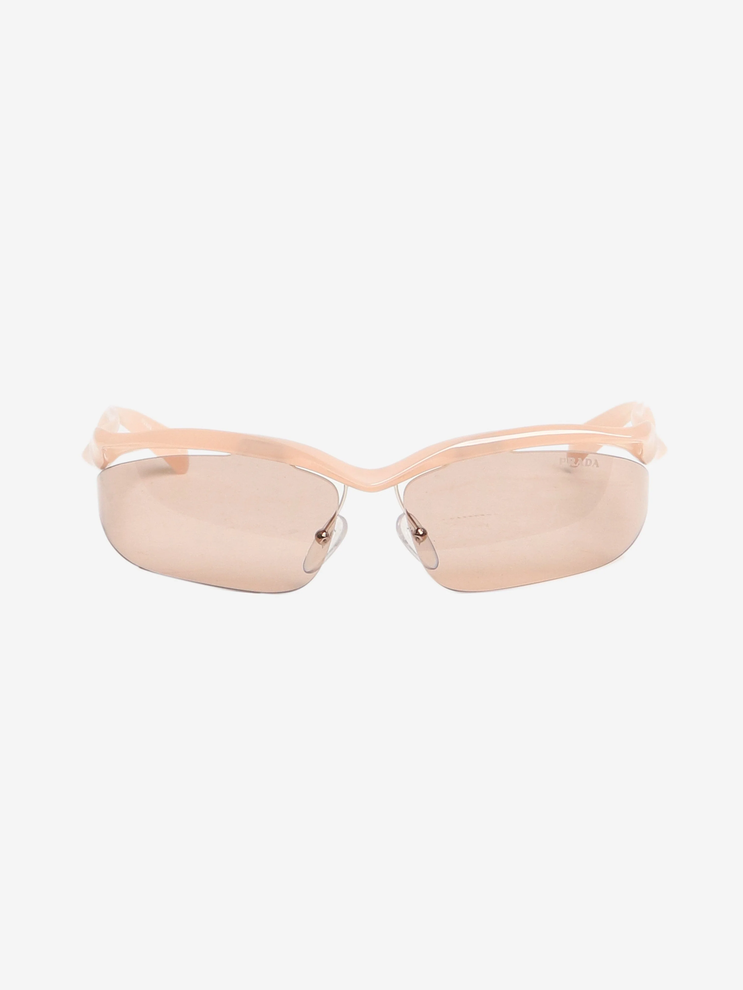 Pink wrap frameless sunglasses