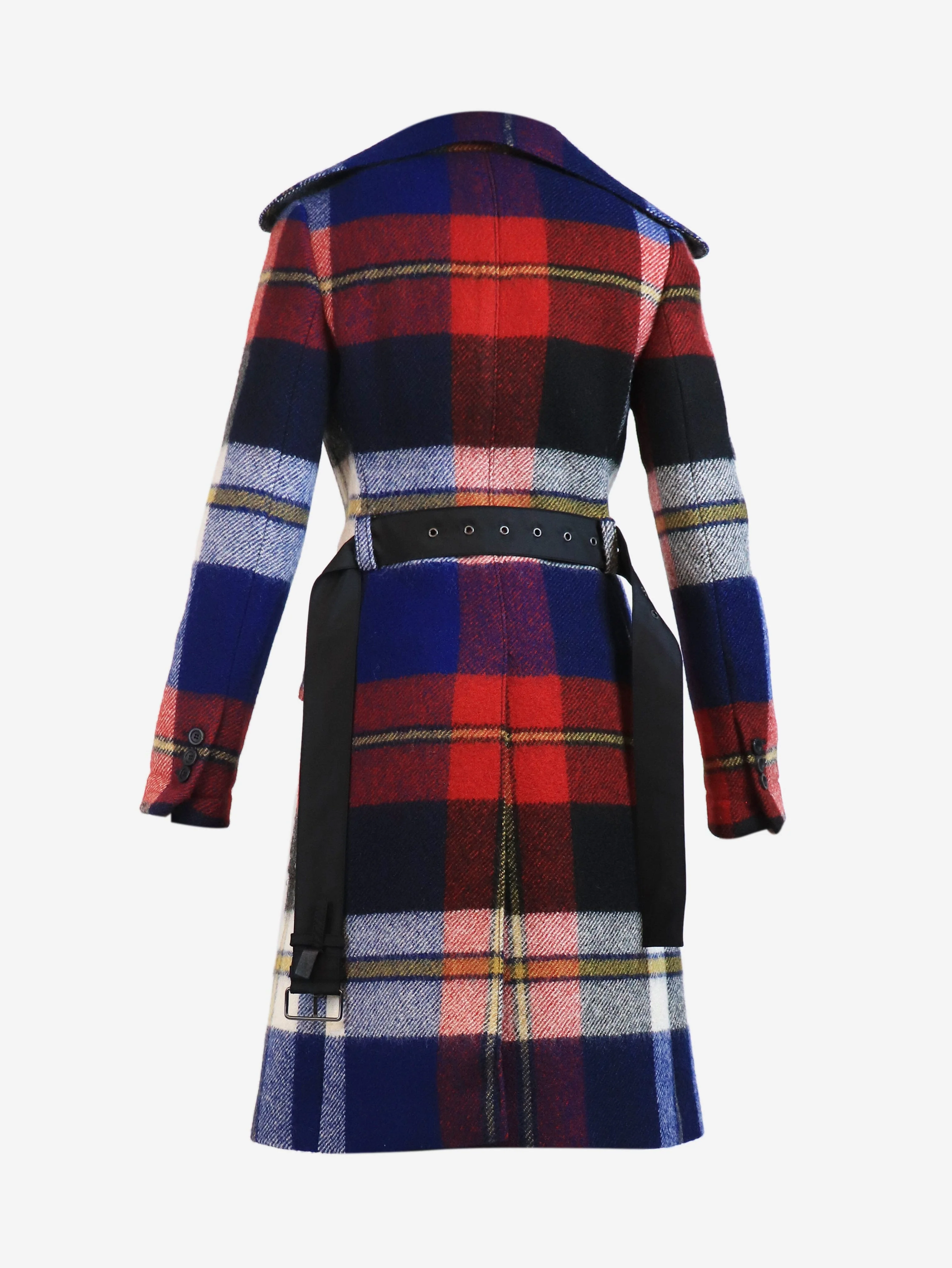 Red plaid wool trench coat - size UK 6 - Image 6