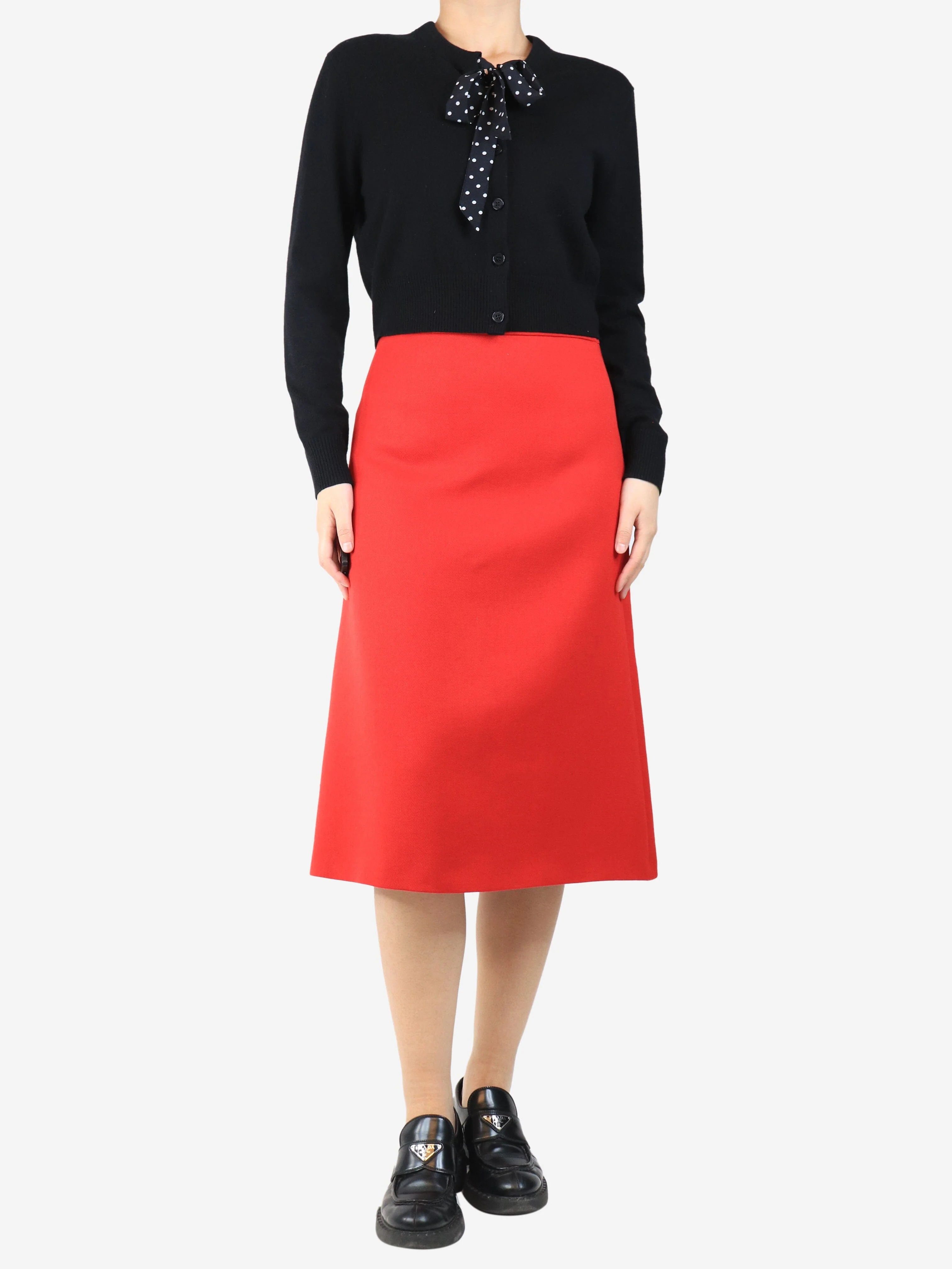 Red wool midi skirt - size UK 10 - Image 2