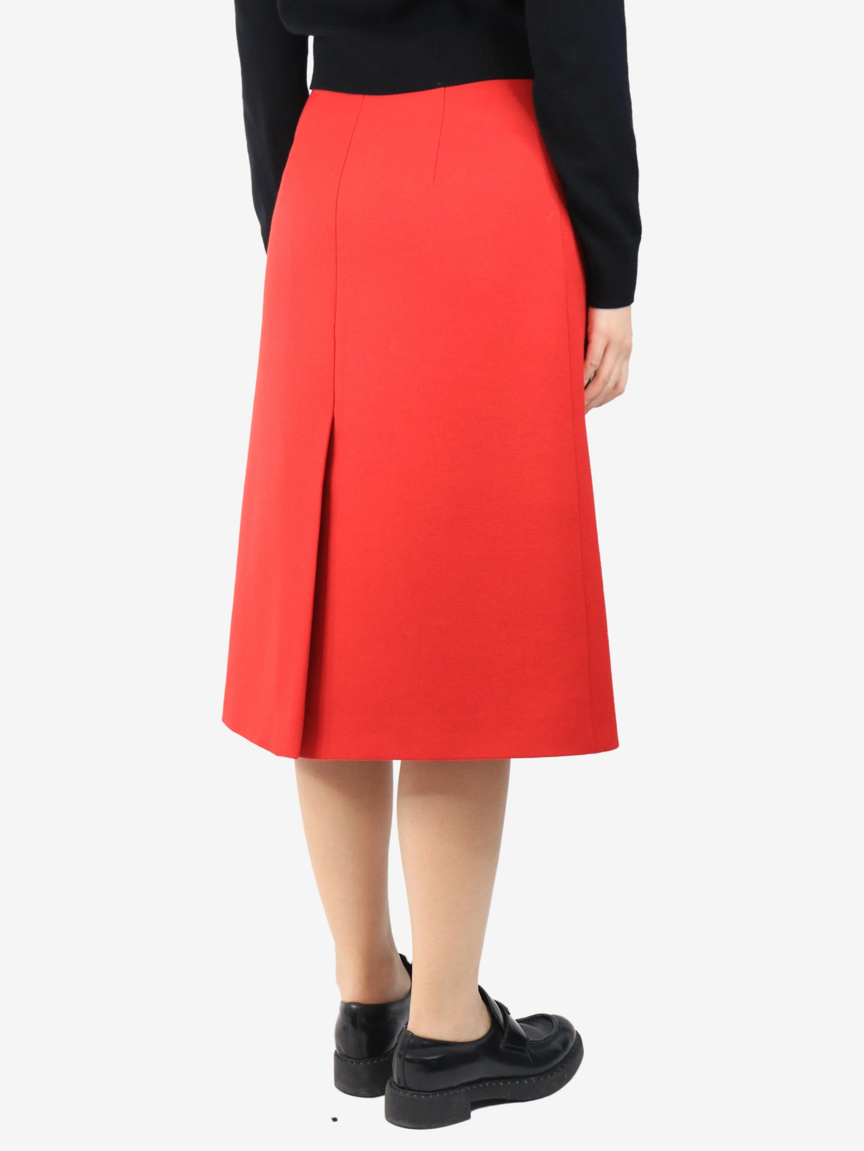 Red wool midi skirt - size UK 10 - Image 3