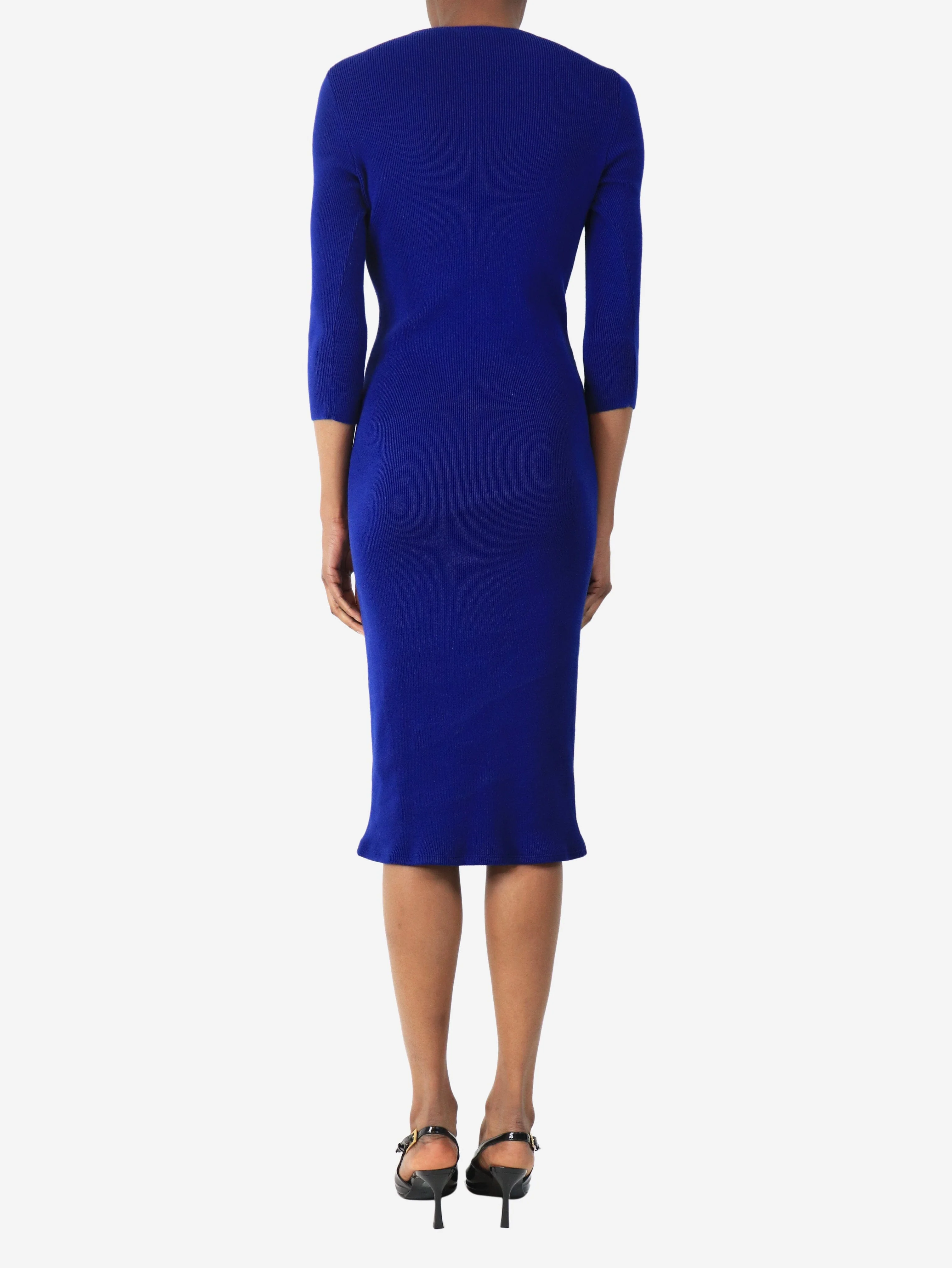 Royal blue rib-knit midi dress - size UK 8 - Image 2