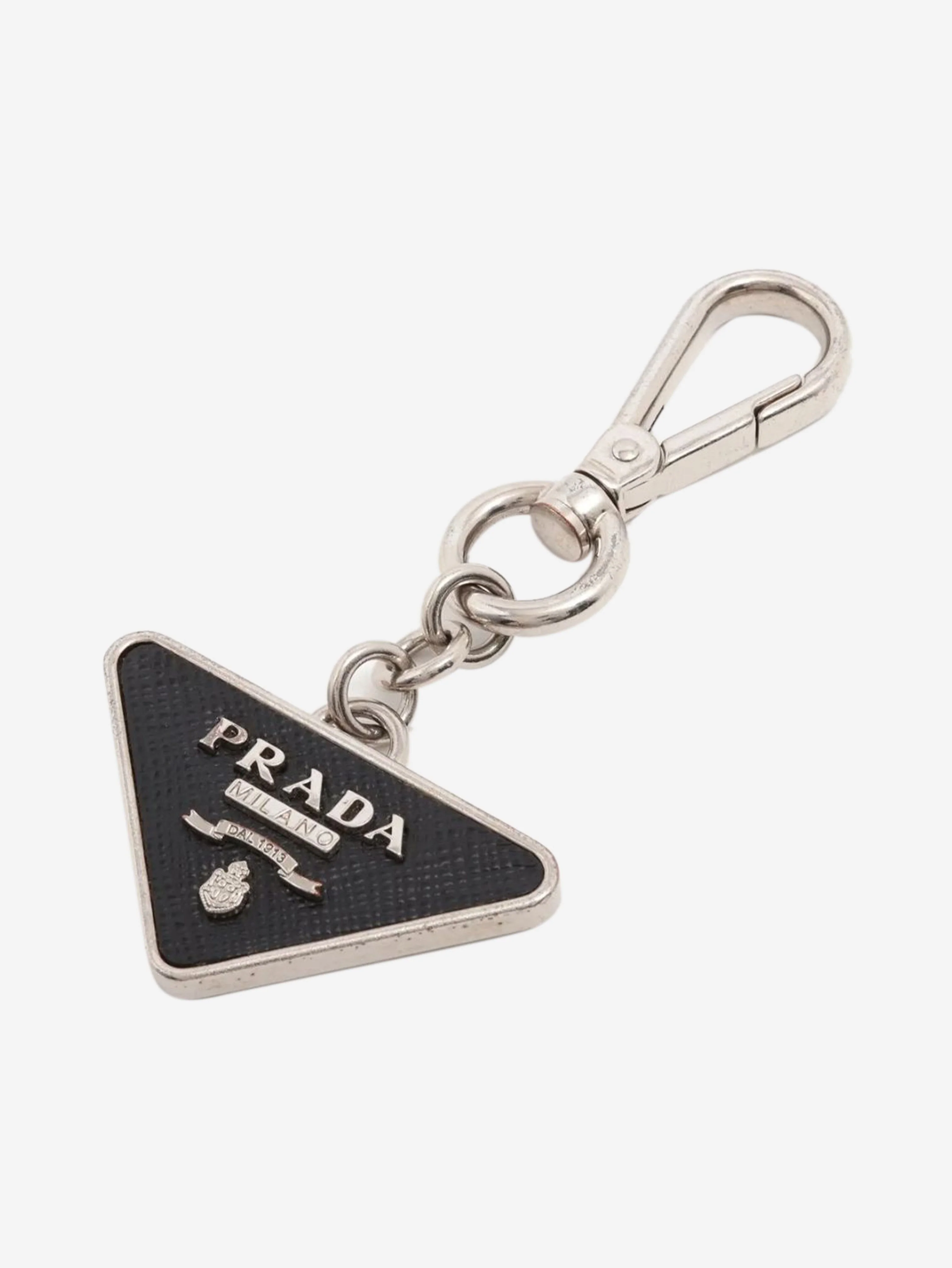 Silver Saffiano and metal keychain