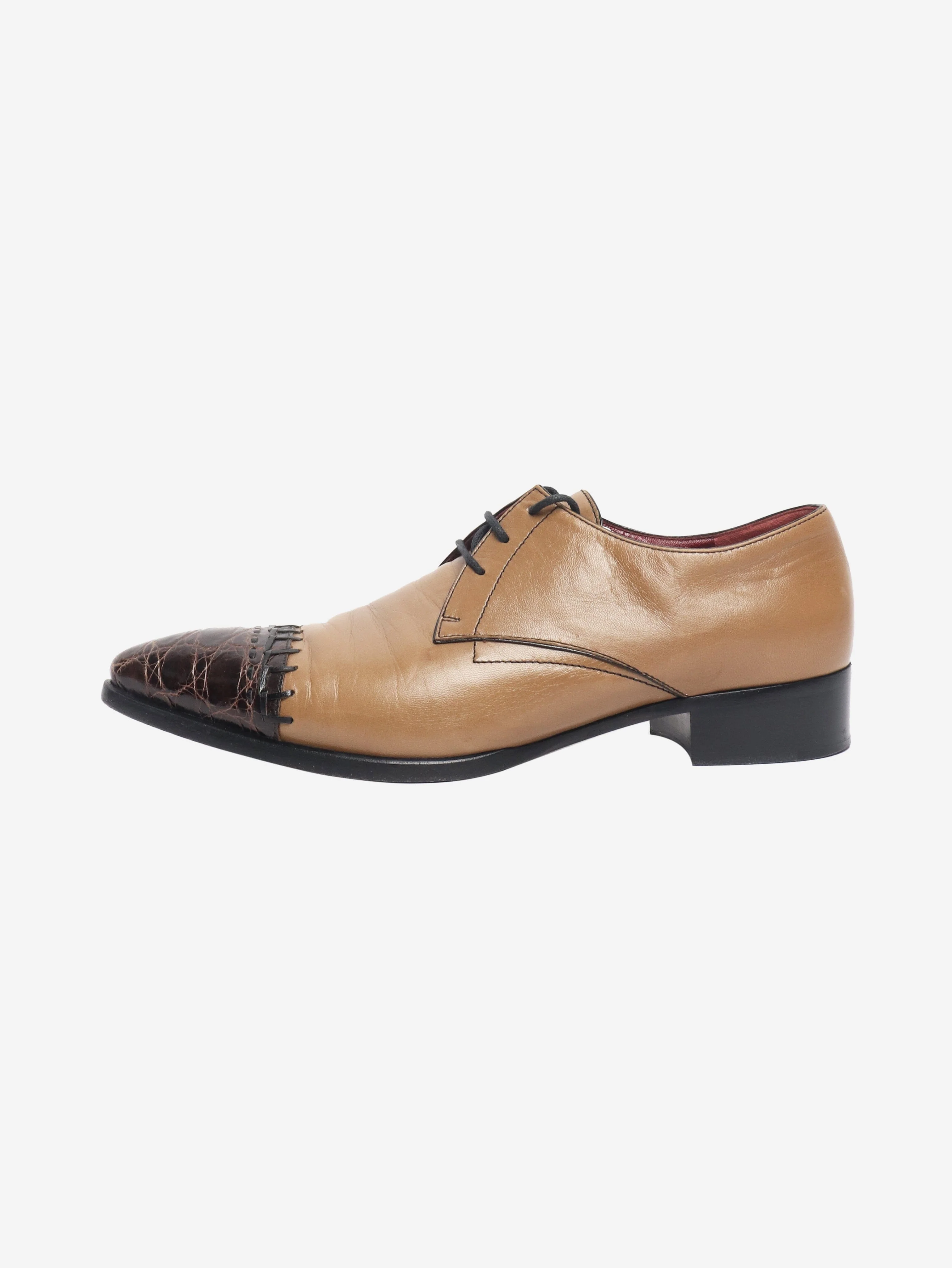 Tan leather lace-up shoes - size EU 38