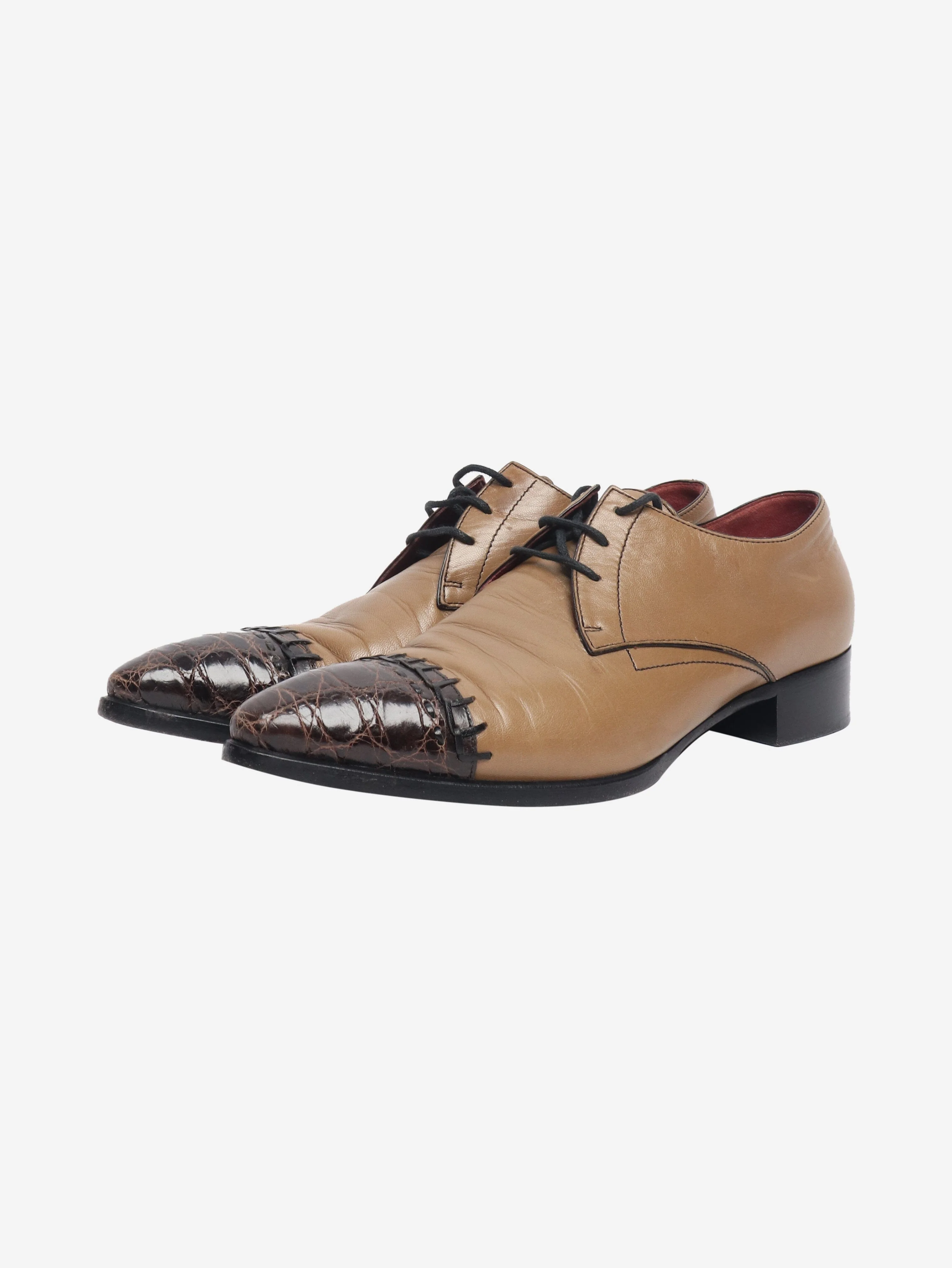 Tan leather lace-up shoes - size EU 38 - Image 2