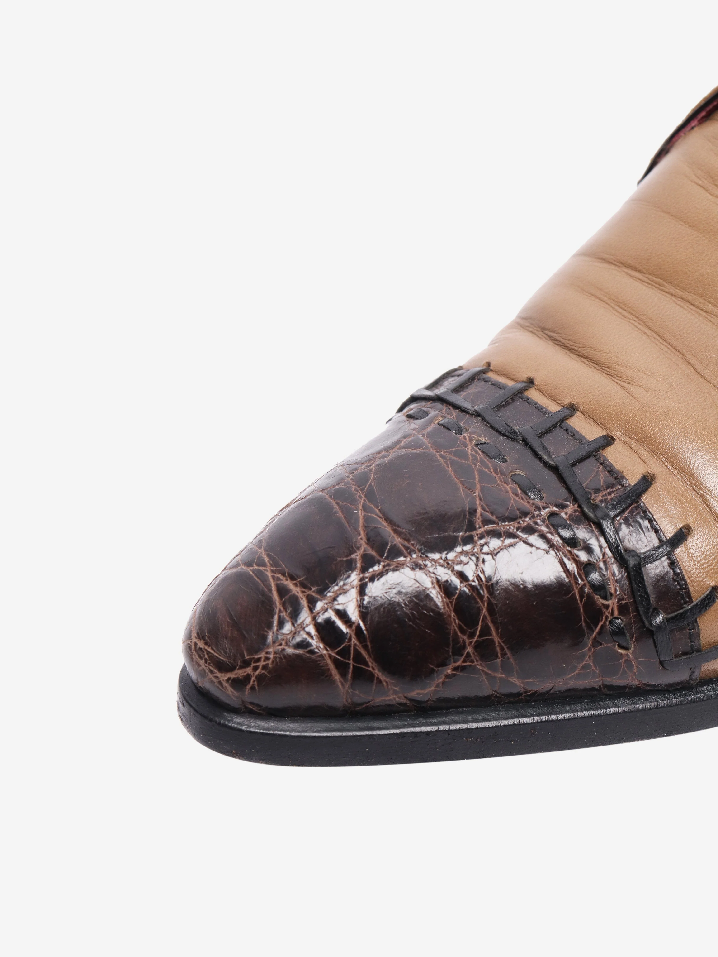 Tan leather lace-up shoes - size EU 38 - Image 3