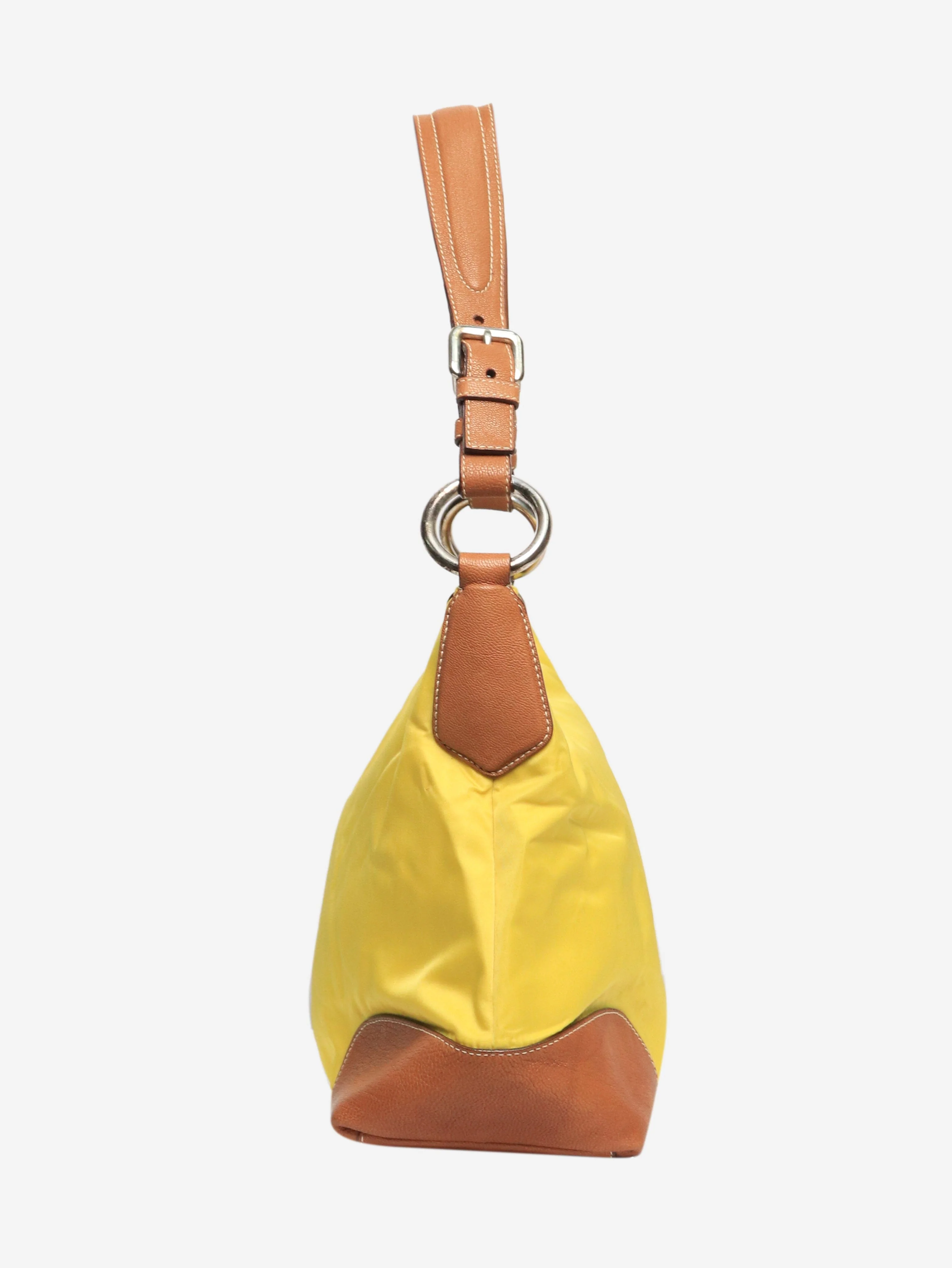 Yellow nylon and leather shoulder bag - Image 2