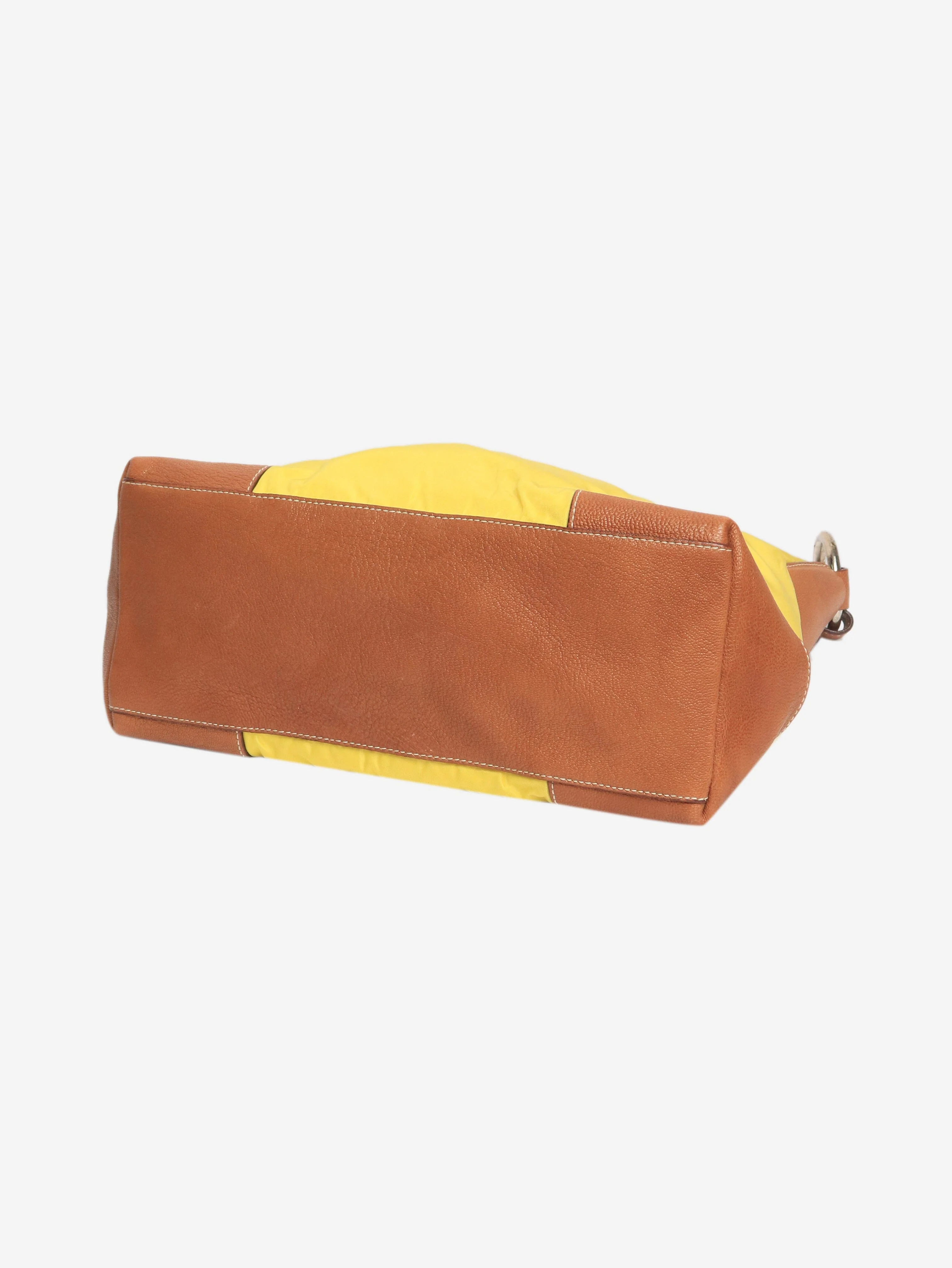 Yellow nylon and leather shoulder bag - Image 4
